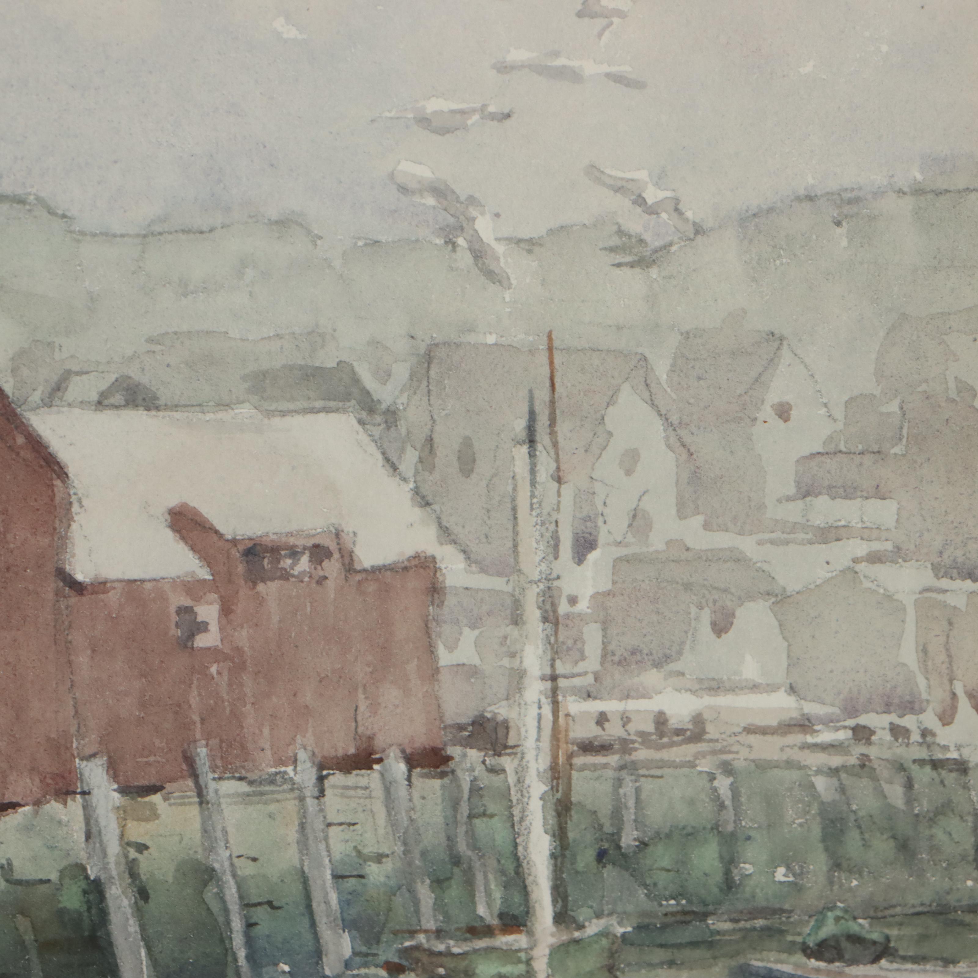 Harbor Scene Watercolor Painting