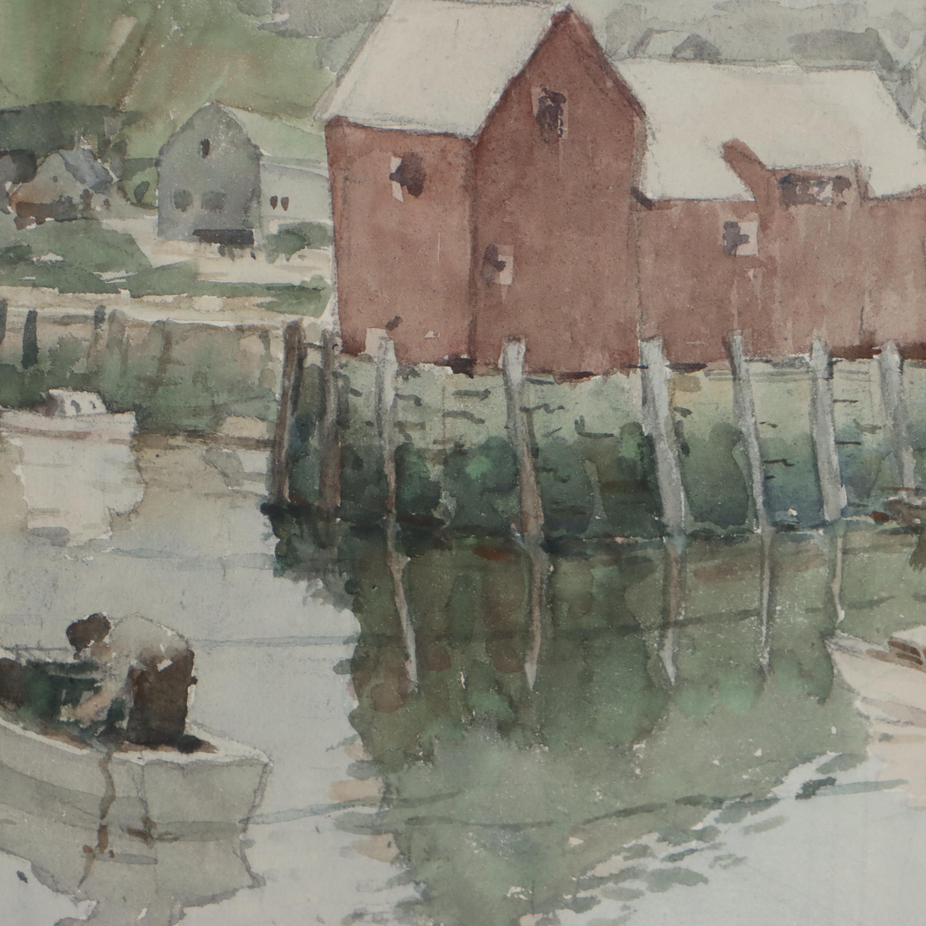 Harbor Scene Watercolor Painting