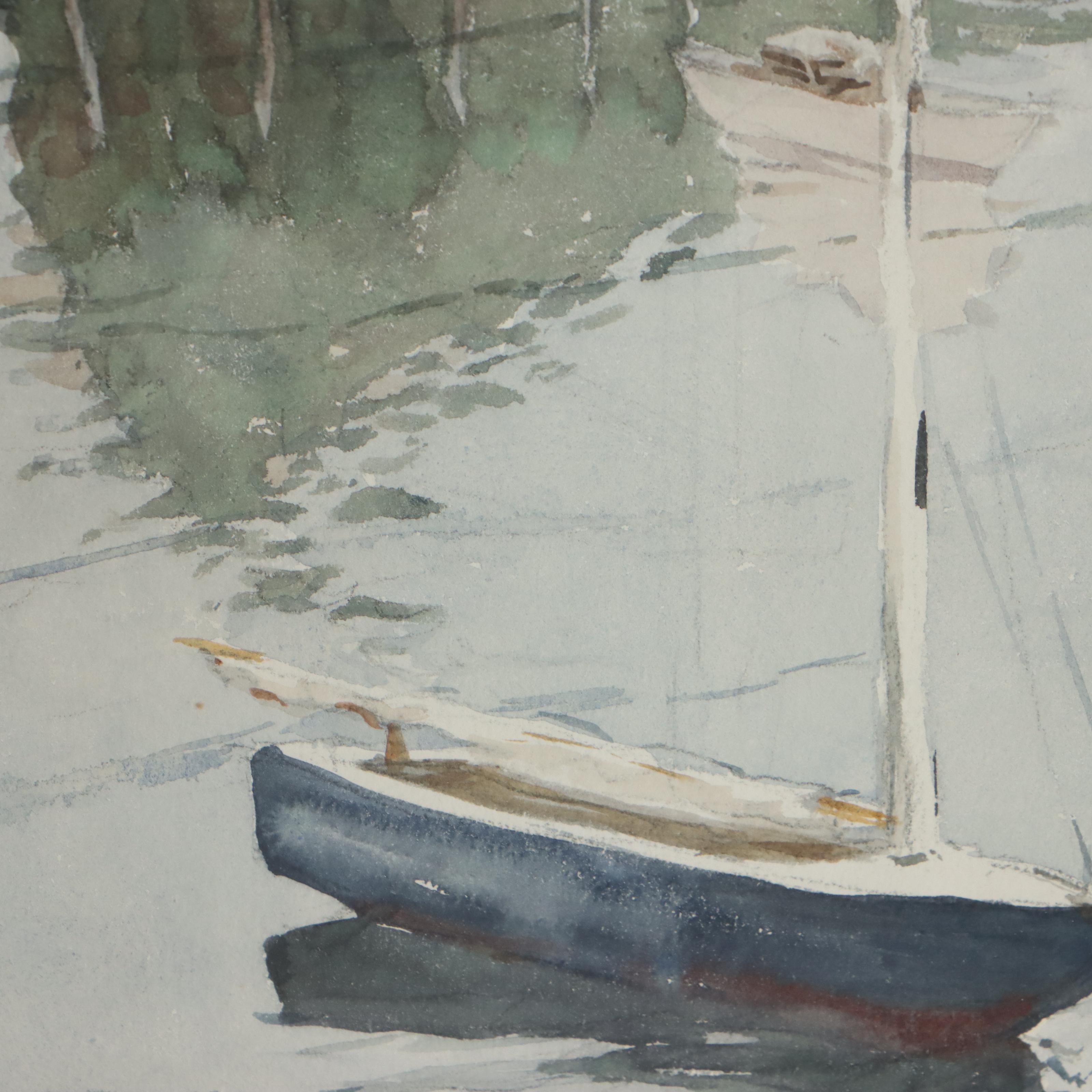 Harbor Scene Watercolor Painting