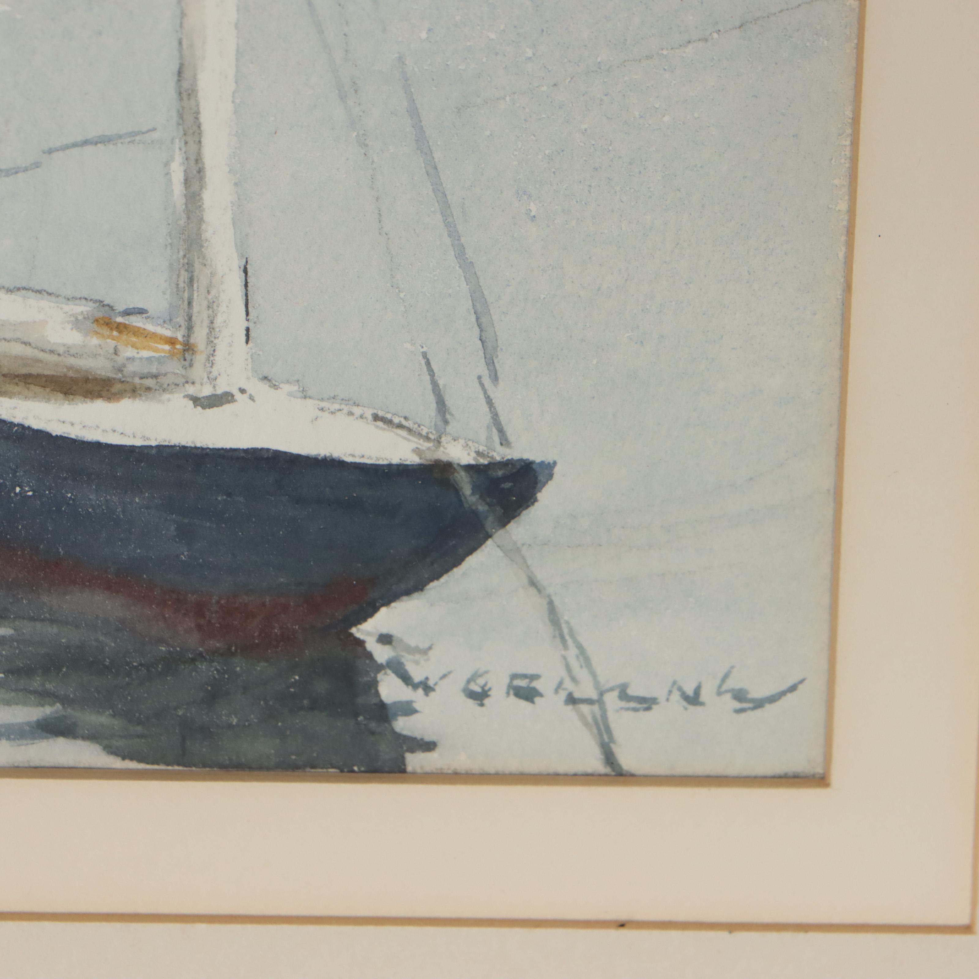 Harbor Scene Watercolor Painting