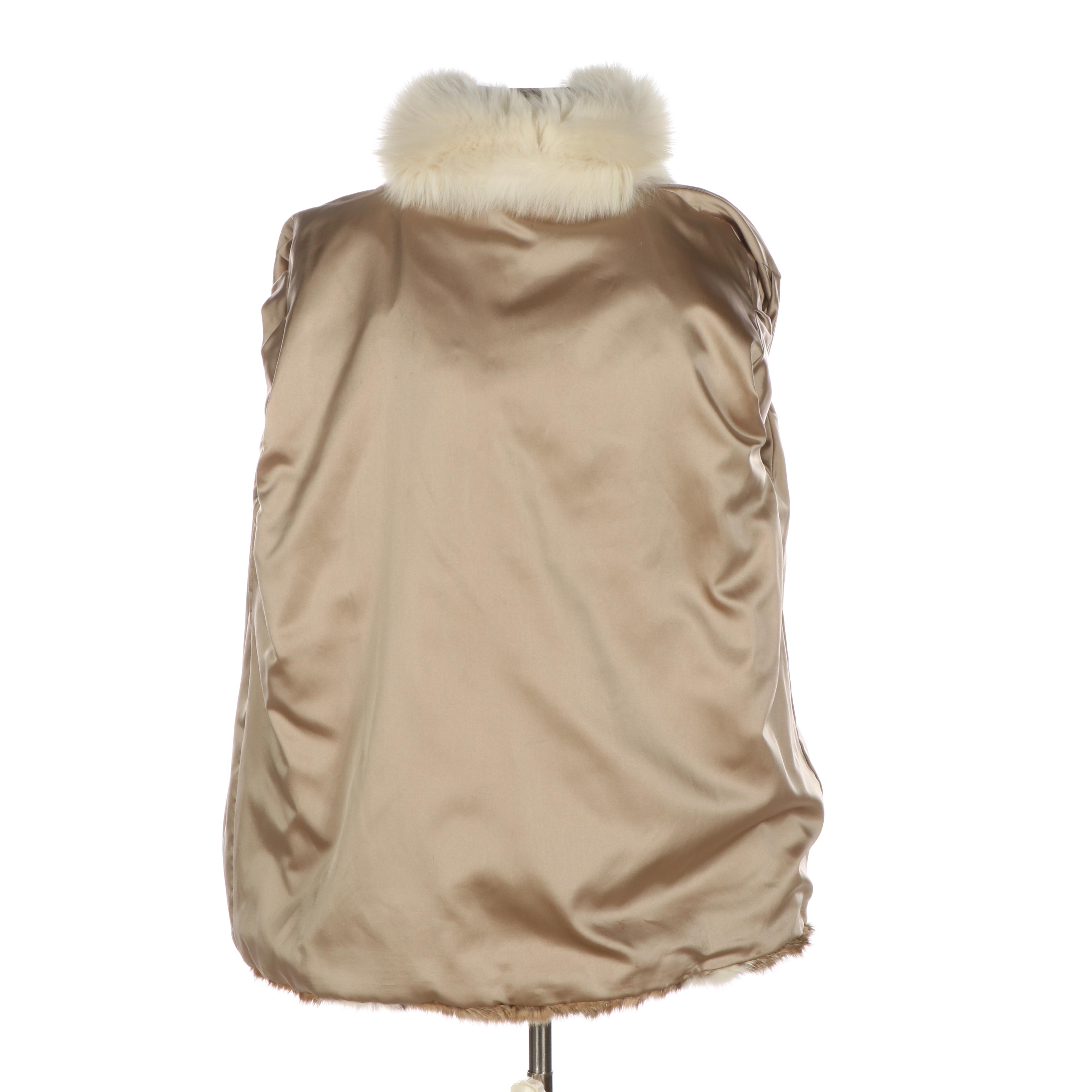 Bobcat Fur Jacket with Arctic Fox Fur Collar and Trim