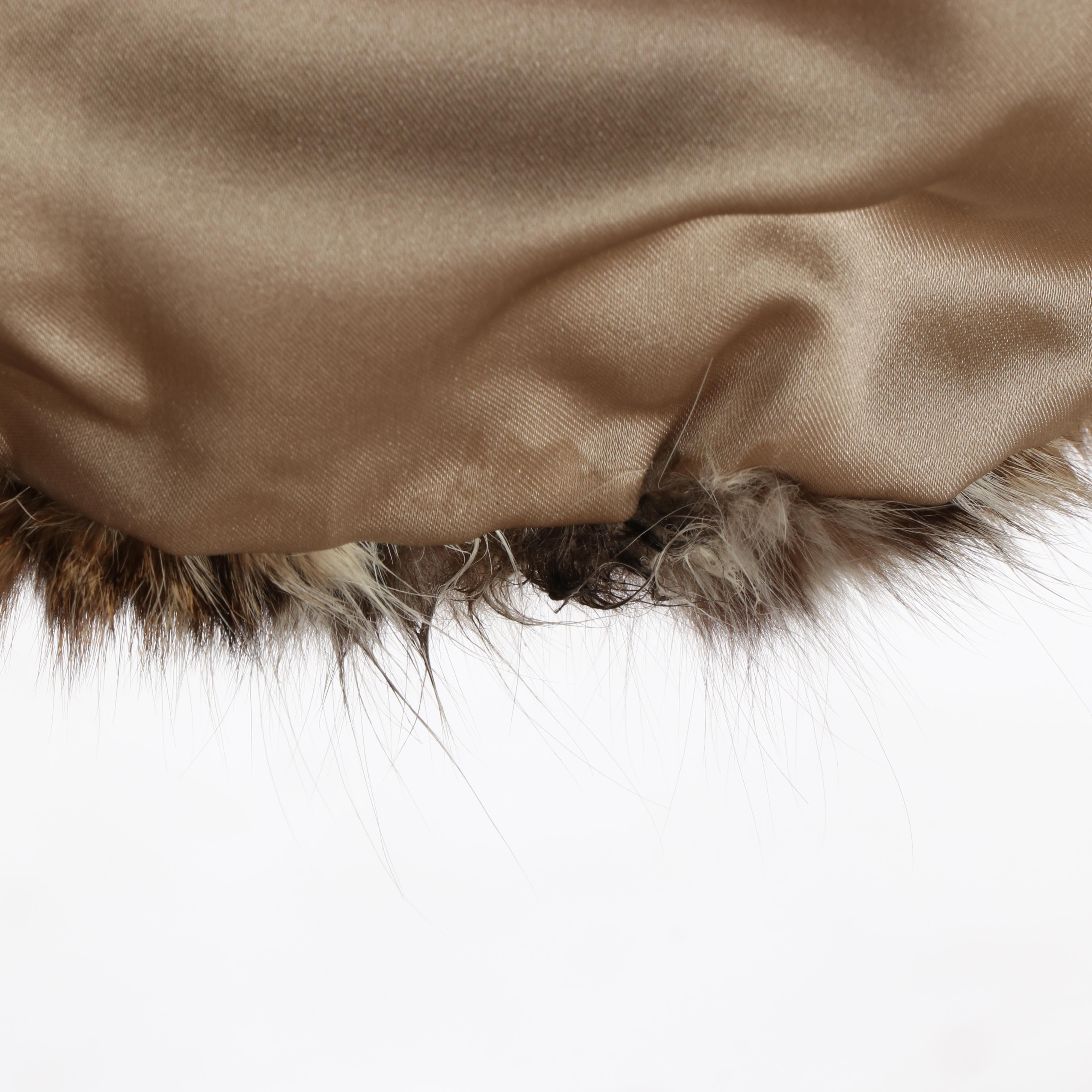 Bobcat Fur Jacket with Arctic Fox Fur Collar and Trim