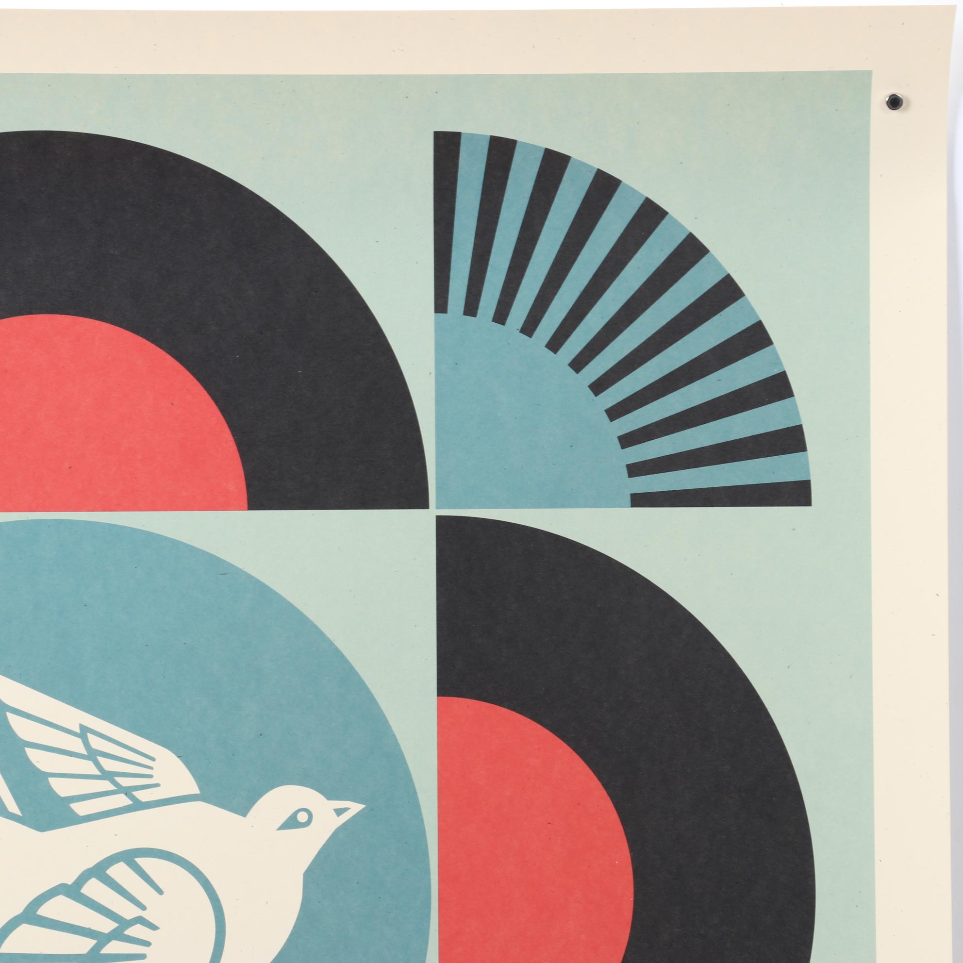 Shepard Fairey Offset Lithograph "Geometric Dove (Black)," 2022