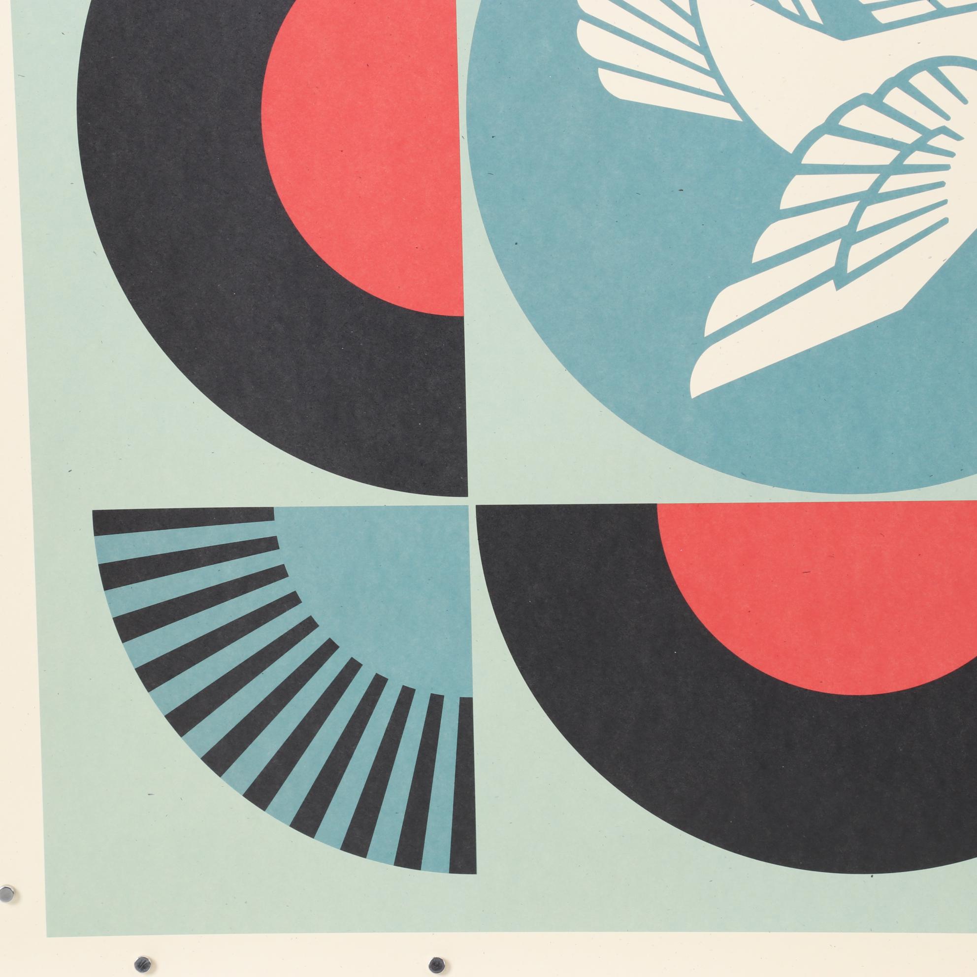 Shepard Fairey Offset Lithograph "Geometric Dove (Black)," 2022