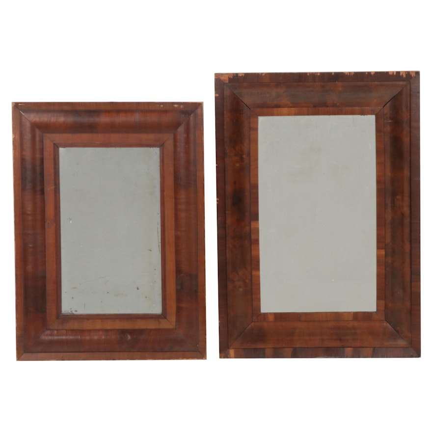 Two Mahogany Veneer Wall Mirrors, Late 19th to Early 20th Century