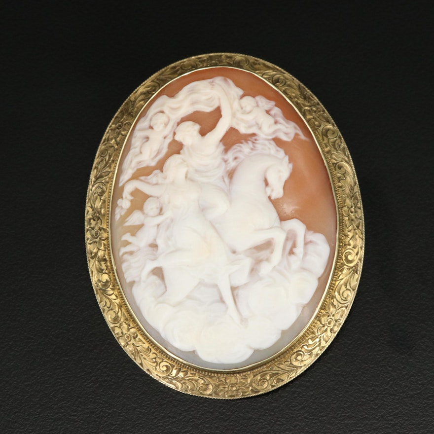 14K Shell Cameo of Ouranos and Gaia