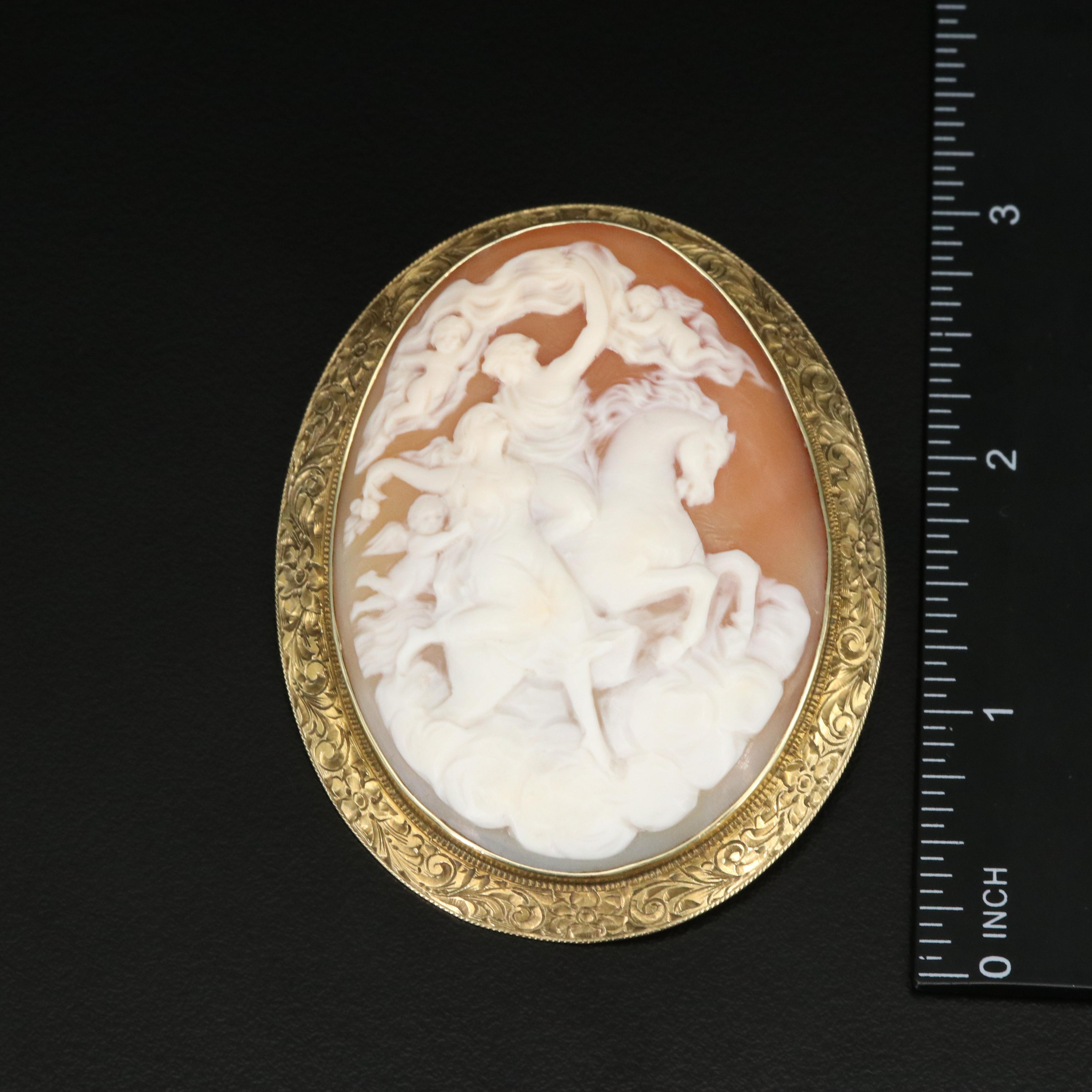 14K Shell Cameo of Ouranos and Gaia