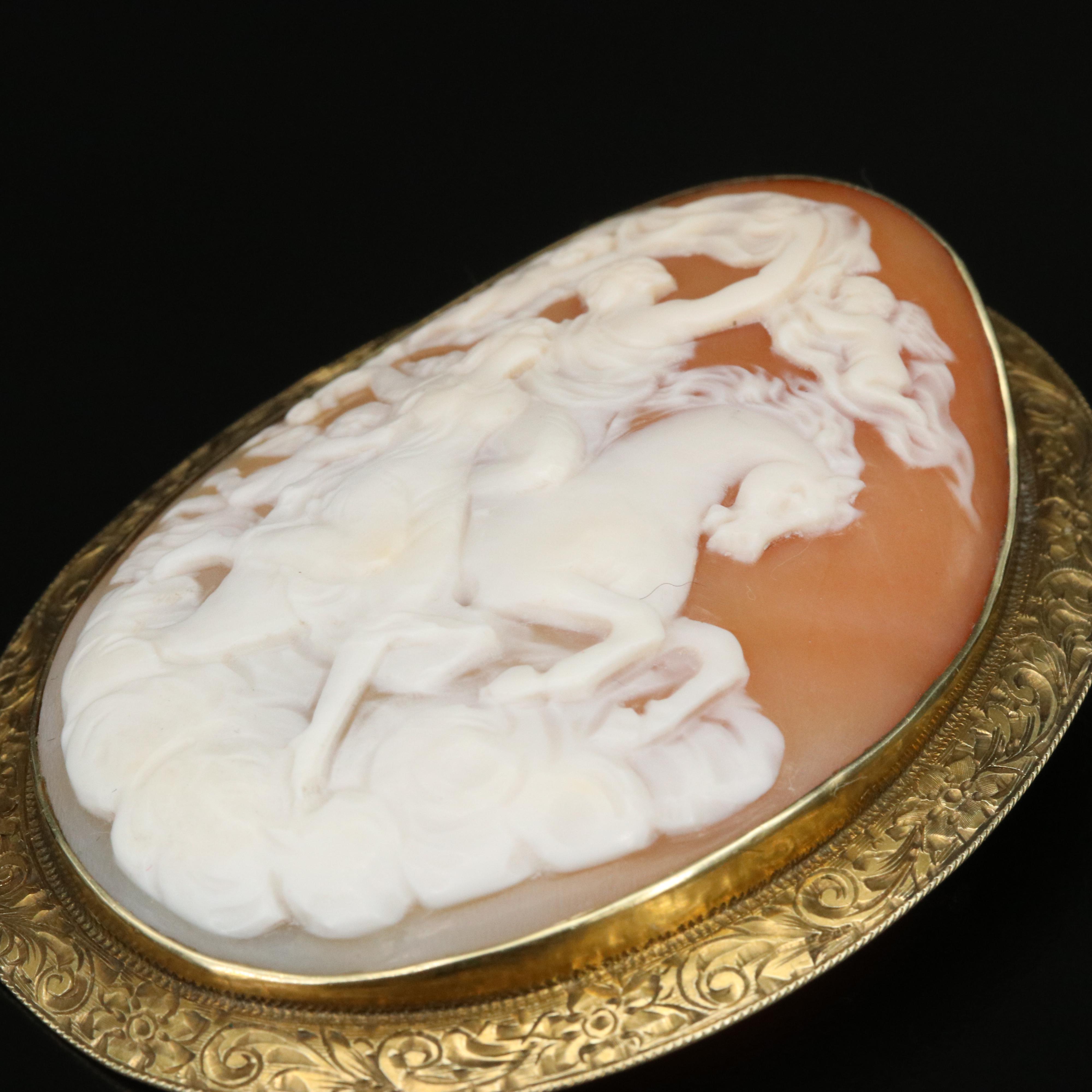 14K Shell Cameo of Ouranos and Gaia