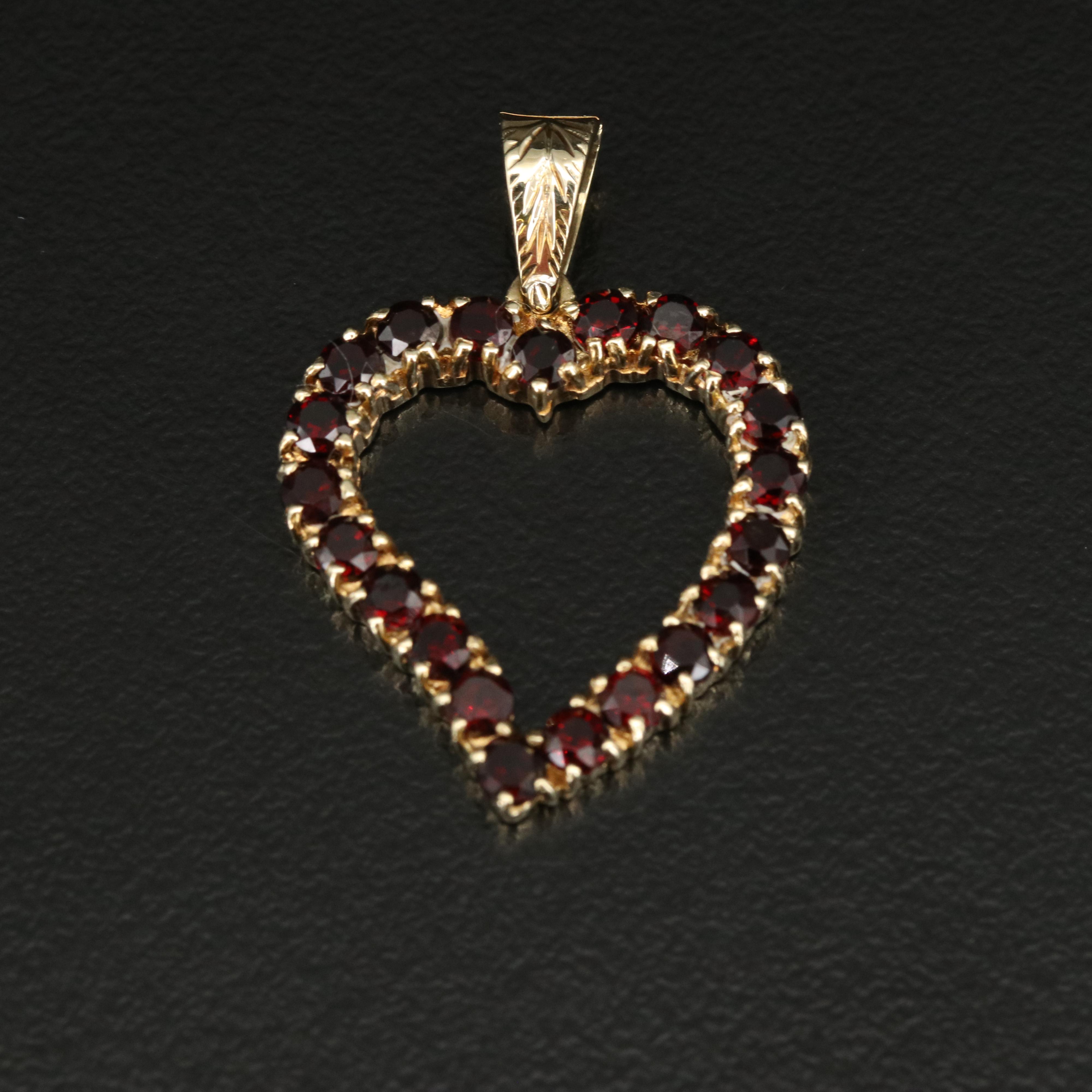 14K Garnet Heart Pendant