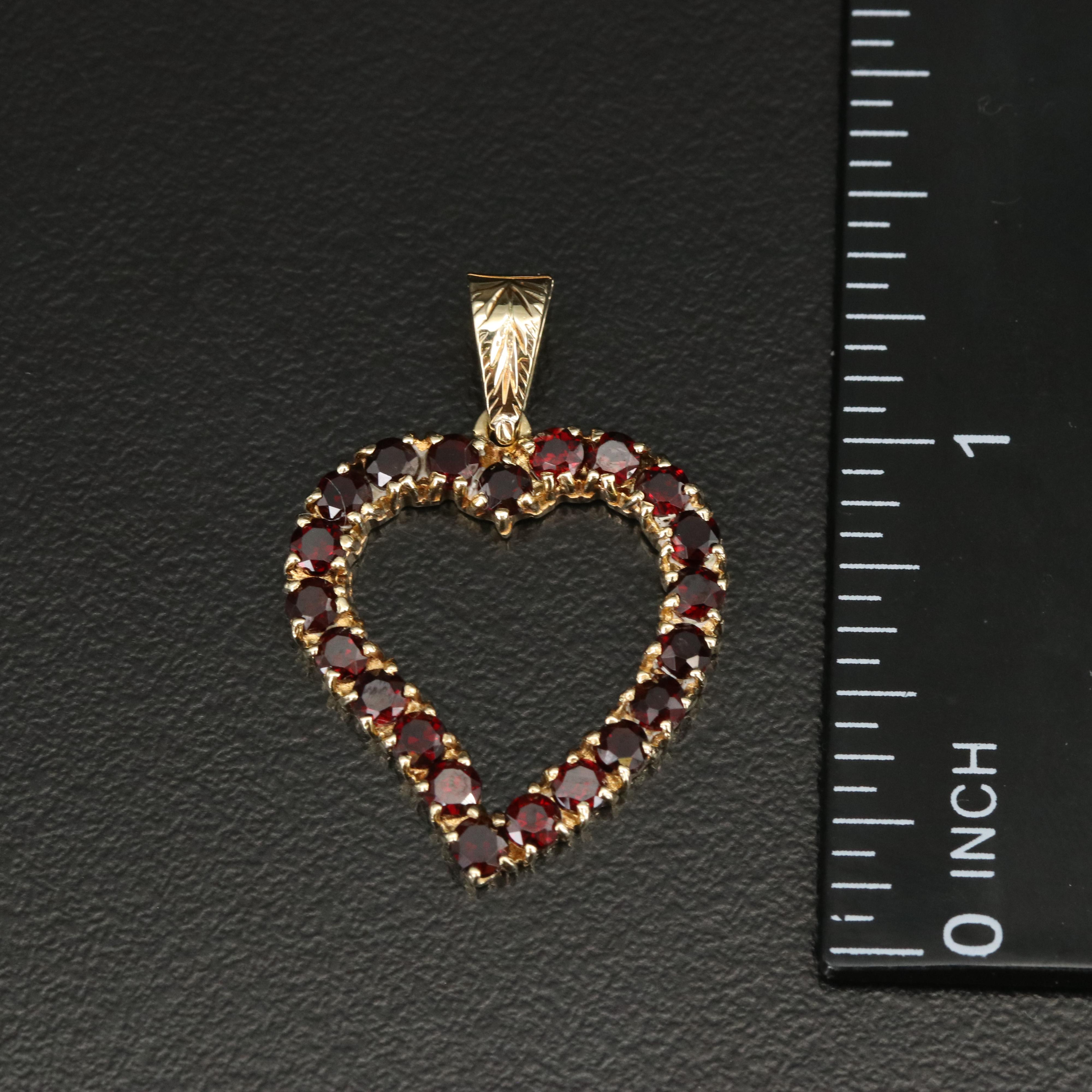 14K Garnet Heart Pendant