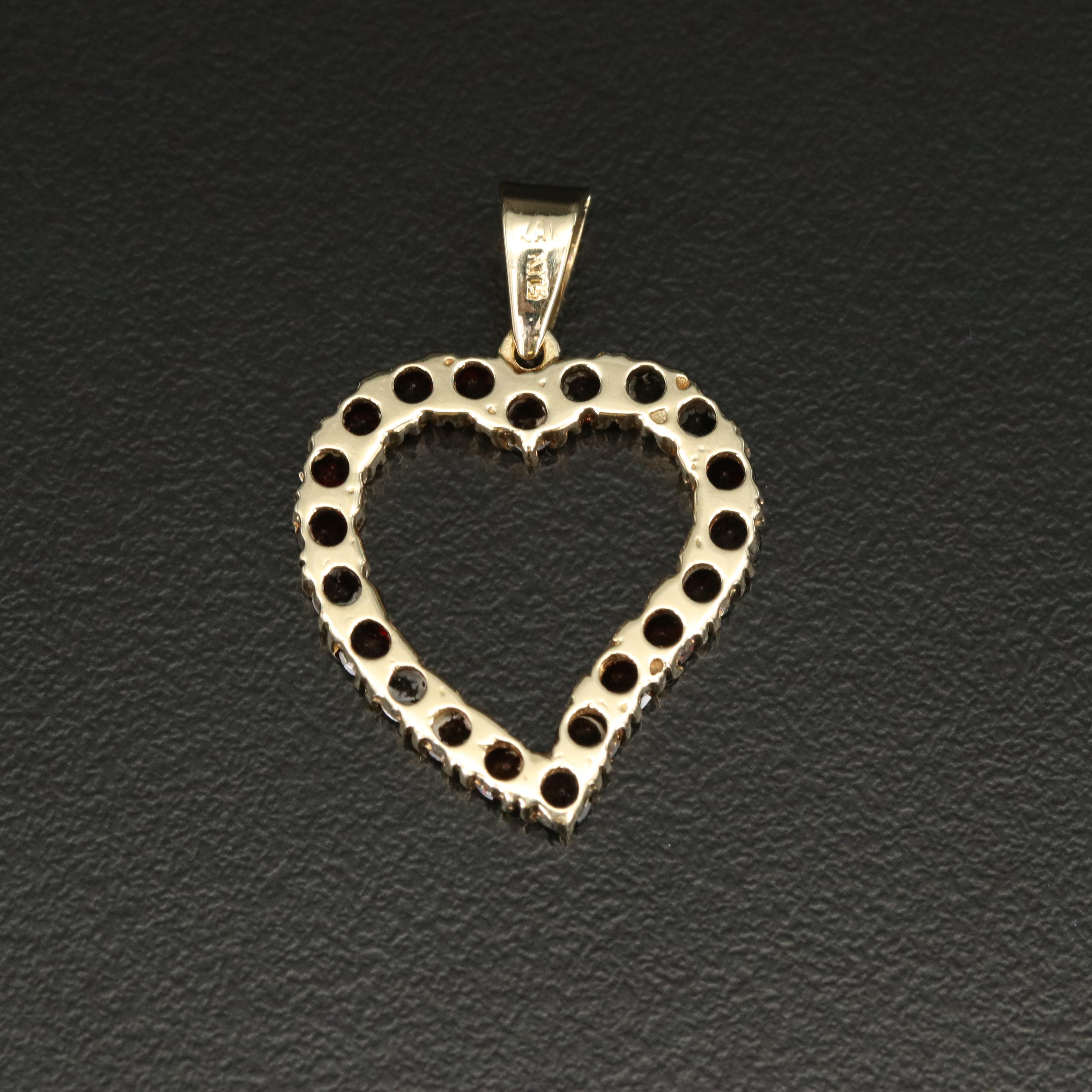 14K Garnet Heart Pendant