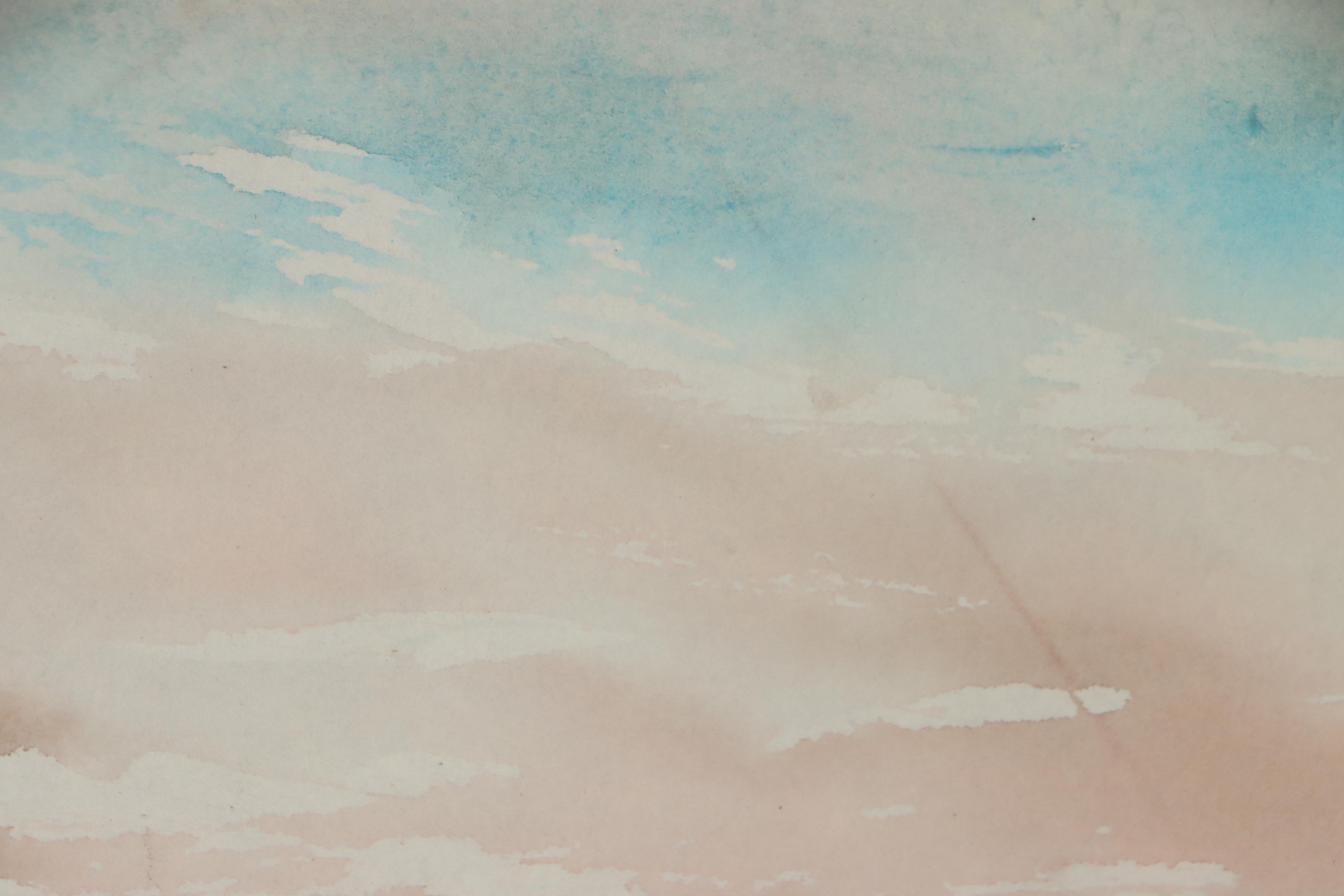 Watercolor Painting of Misty Landscape