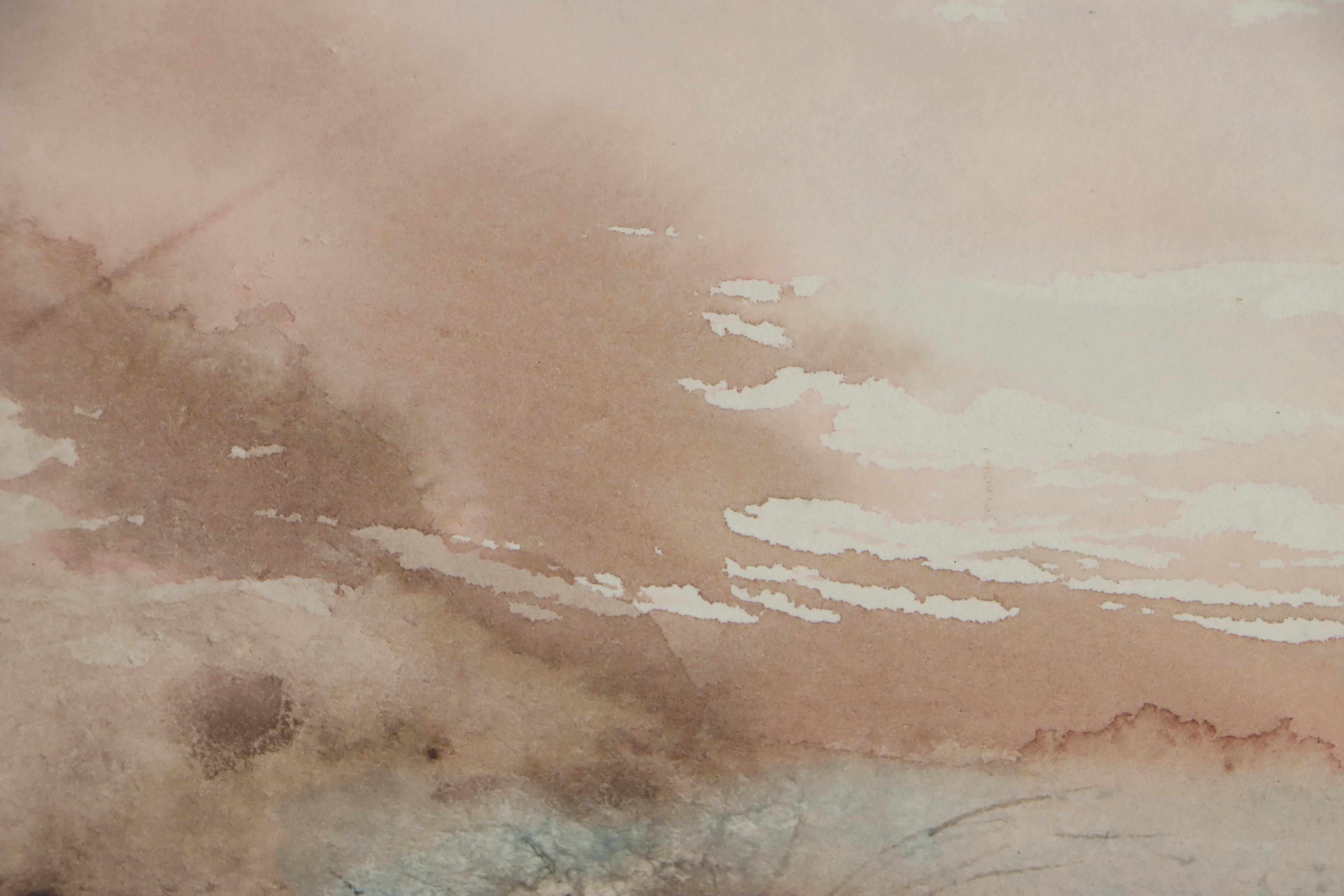 Watercolor Painting of Misty Landscape