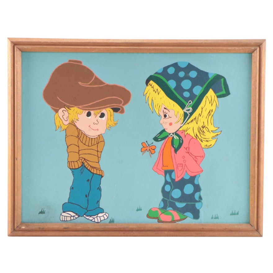 Acrylic Painting of Cartoon-Style Children