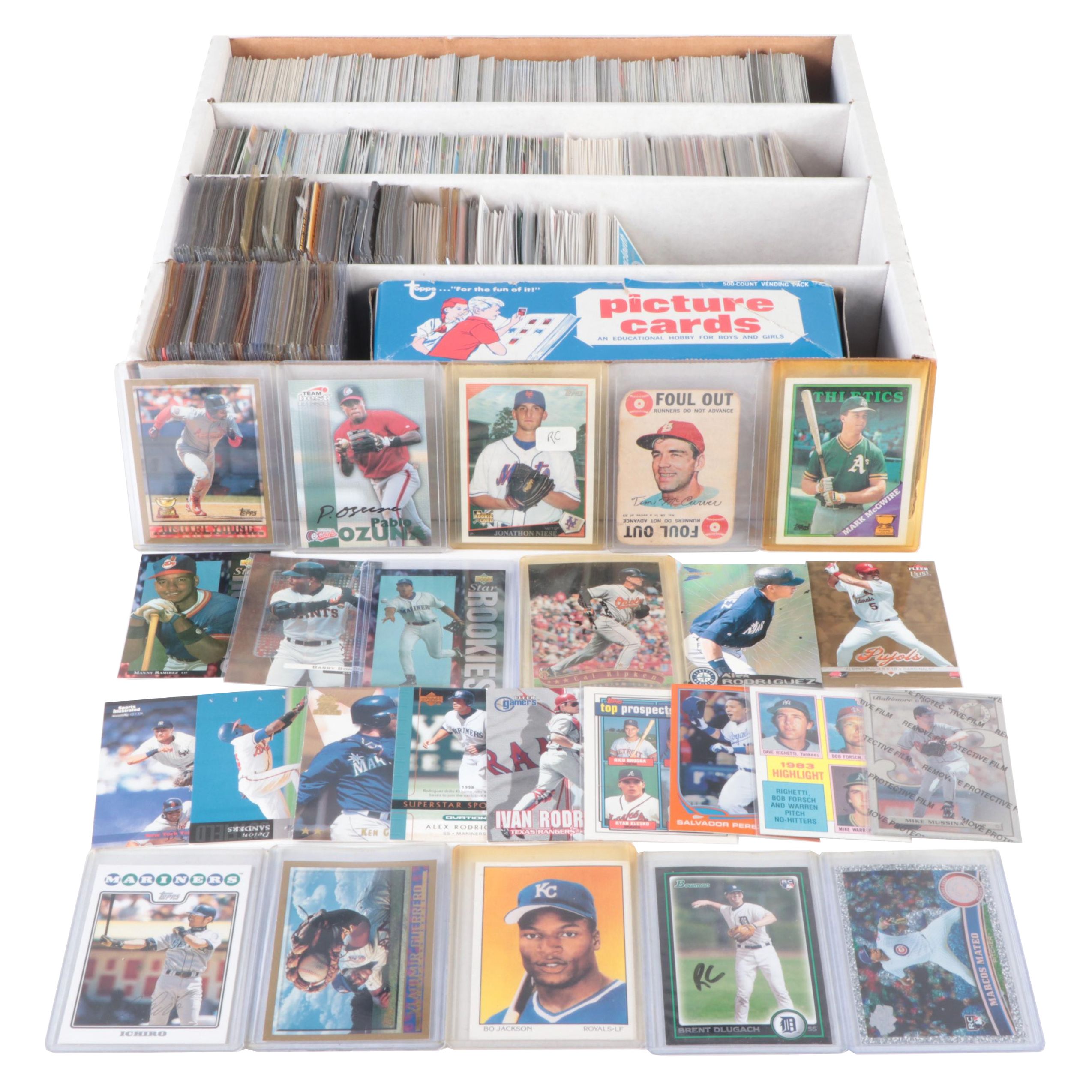Topps, Other Baseball Cards with Rodriguez, More Rookies, Bonds, 1960s–2010s