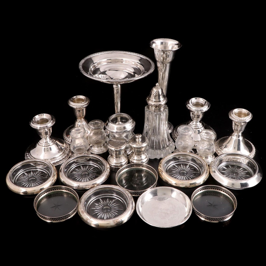 Sterling Silver Coasters, Candlesticks, and Other Table Accessories