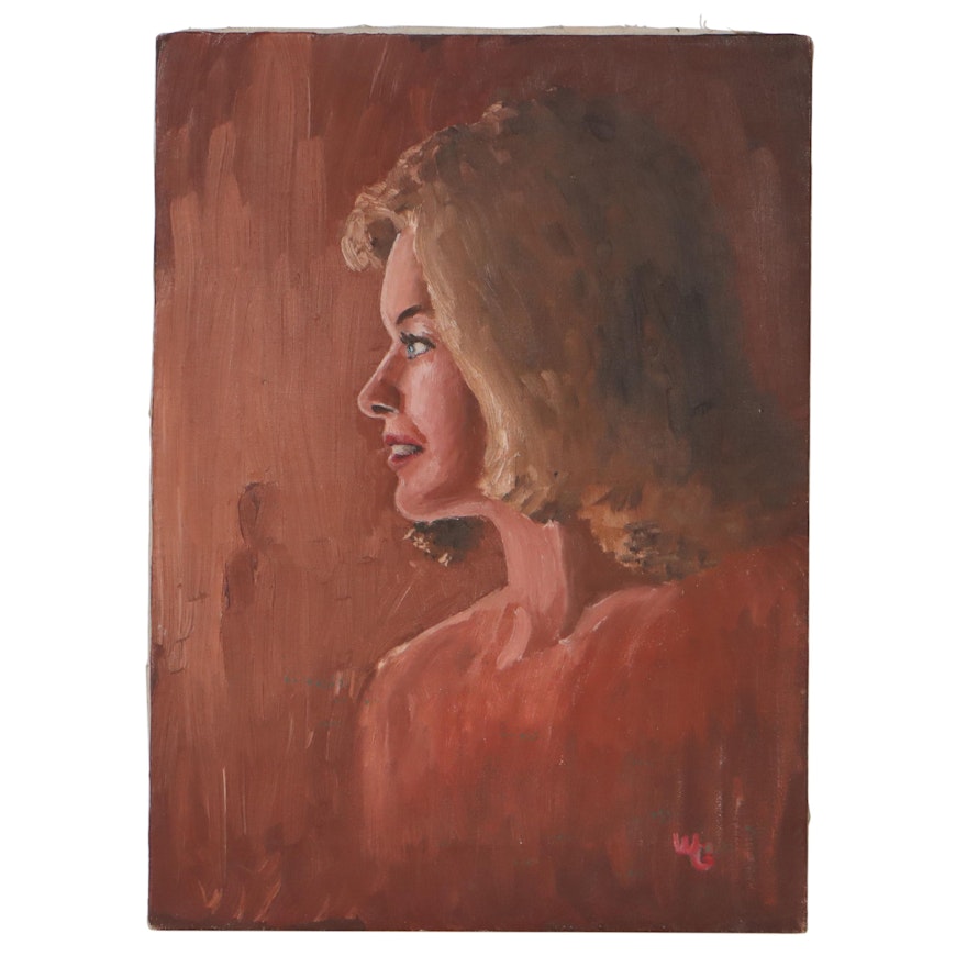 Bill Gregory Portrait Oil Painting of a Woman, Late 20th Century