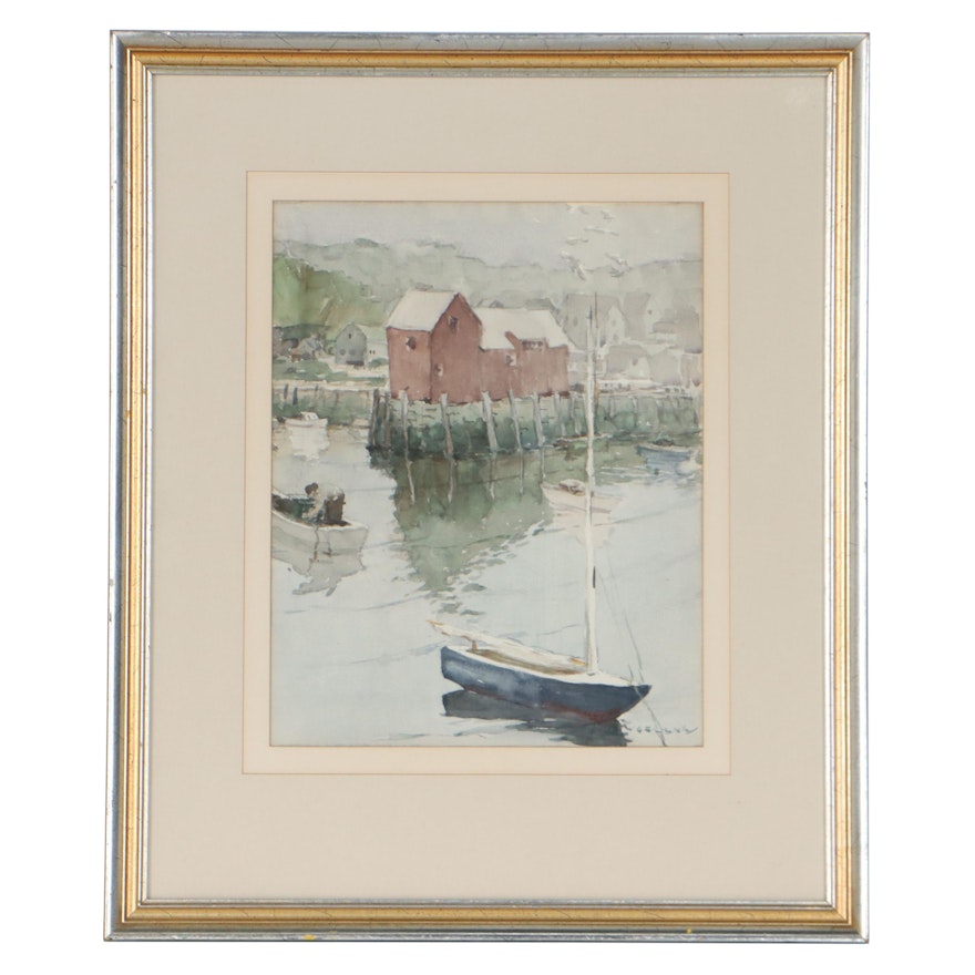 Harbor Scene Watercolor Painting