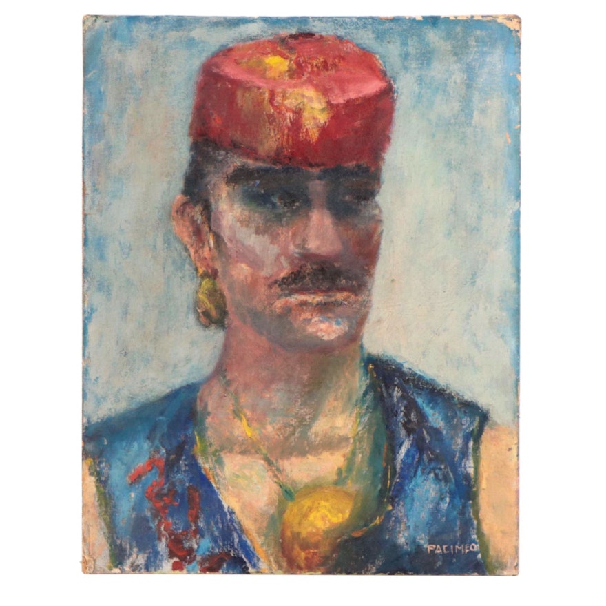 Pacimeo Portrait of Man in Fez Oil Painting