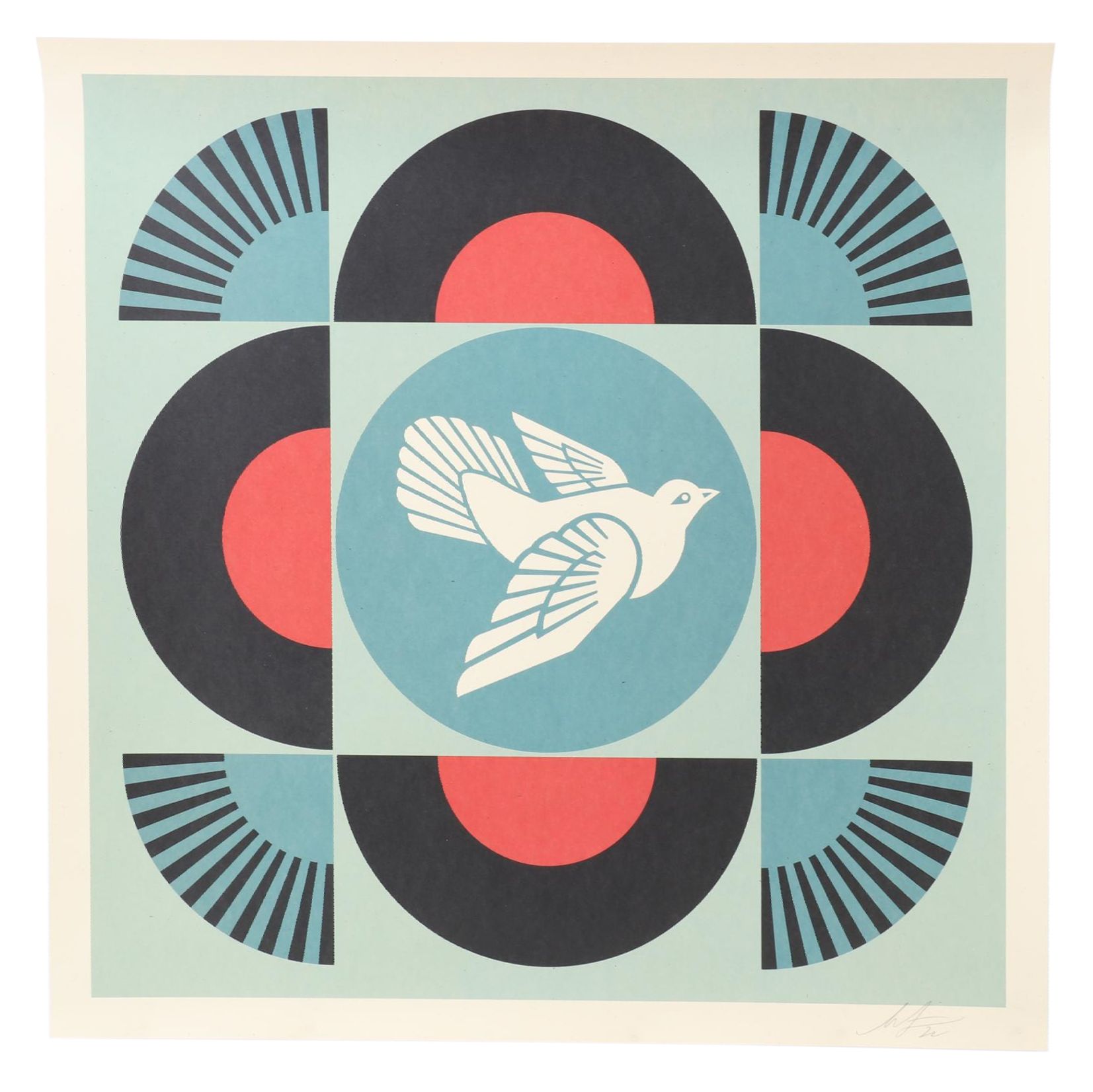 Shepard Fairey Offset Lithograph "Geometric Dove (Black)," 2022