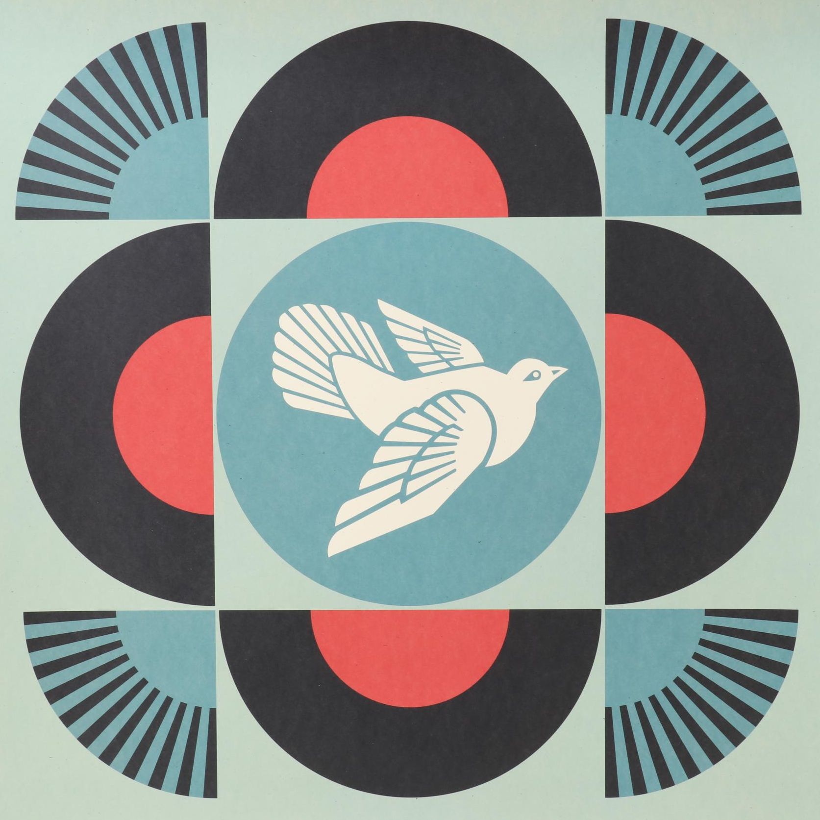Shepard Fairey Offset Lithograph "Geometric Dove (Black)," 2022