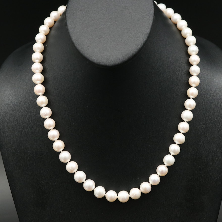 Pearl Matinee Necklace with Sterling Clasp