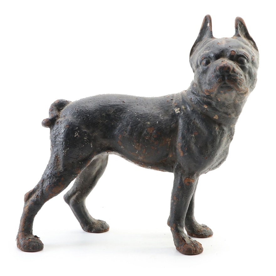 Hubley Style Cast Iron Boston Terrier Doorstop, Early to Mid-20th Century