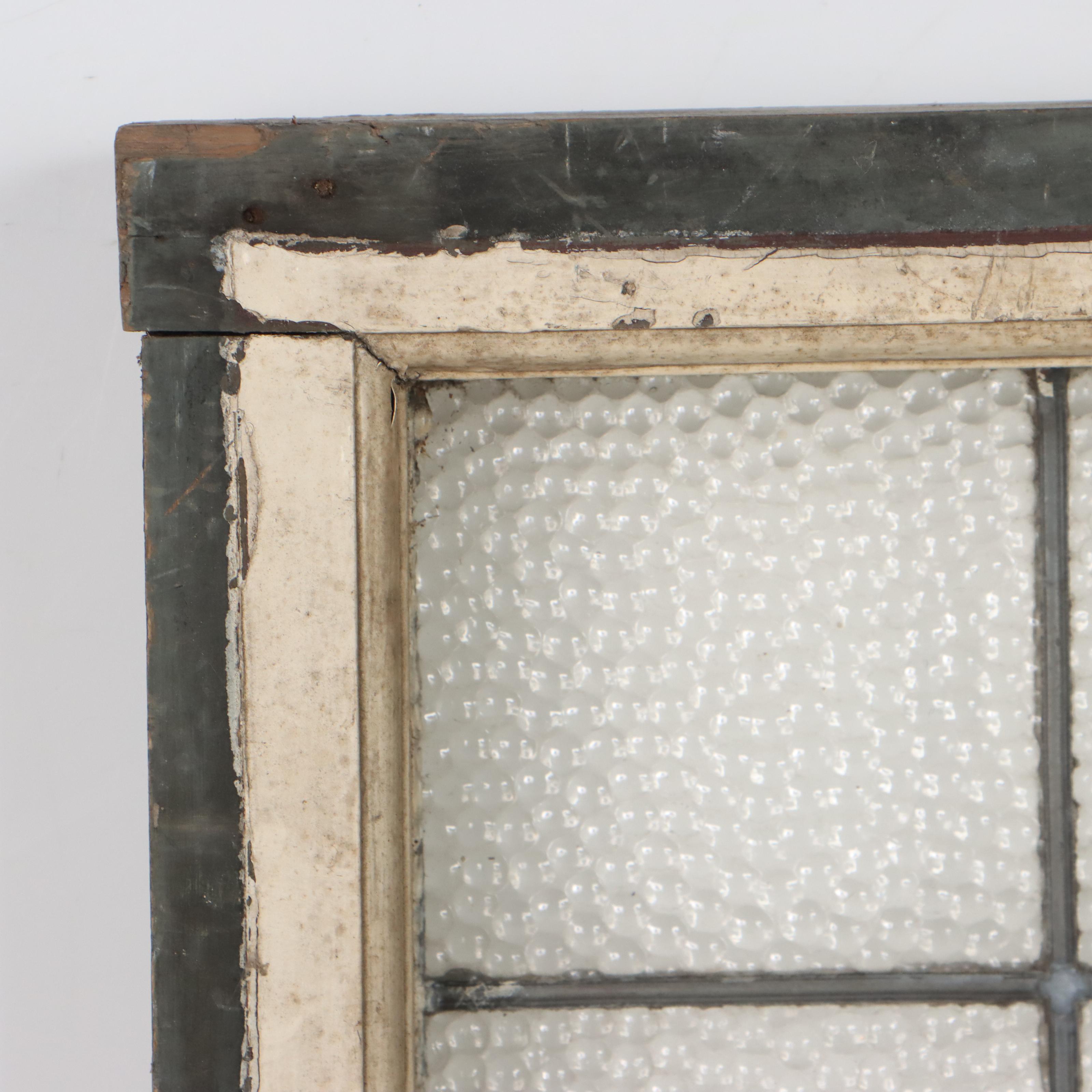 Stained and Slag Glass Panel With Cross and Shield