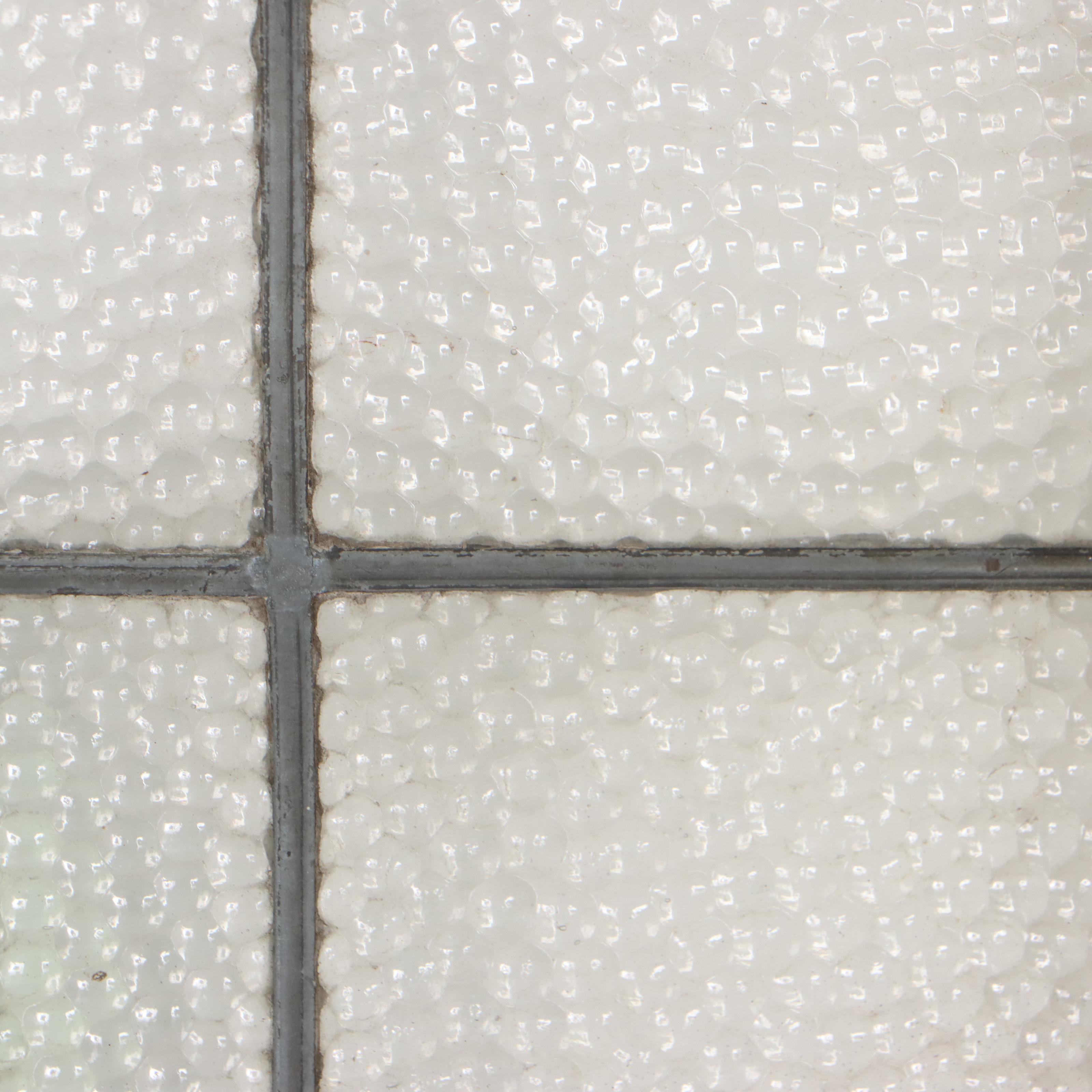 Stained and Slag Glass Panel With Cross and Shield