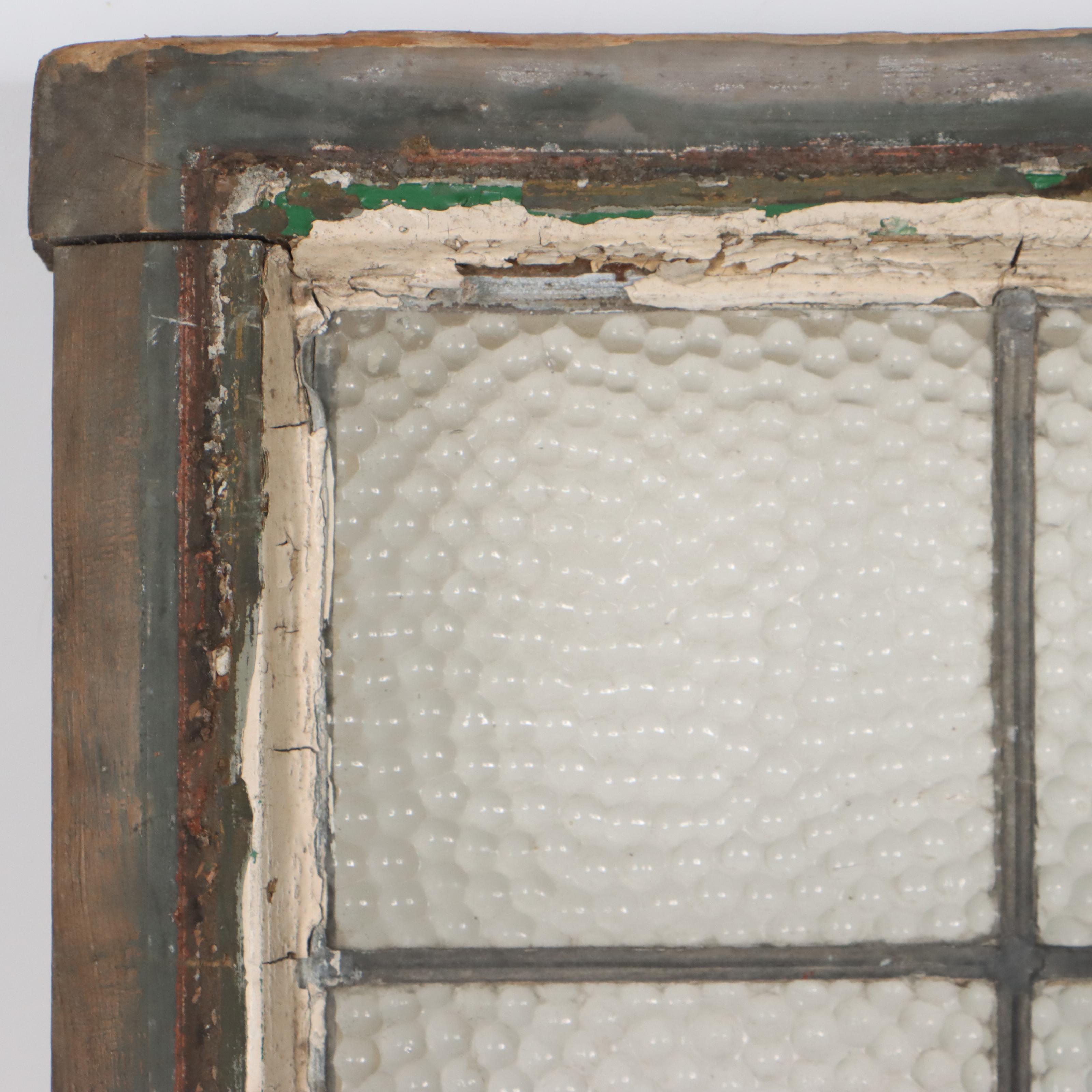 Stained and Slag Glass Panel With Cross and Shield