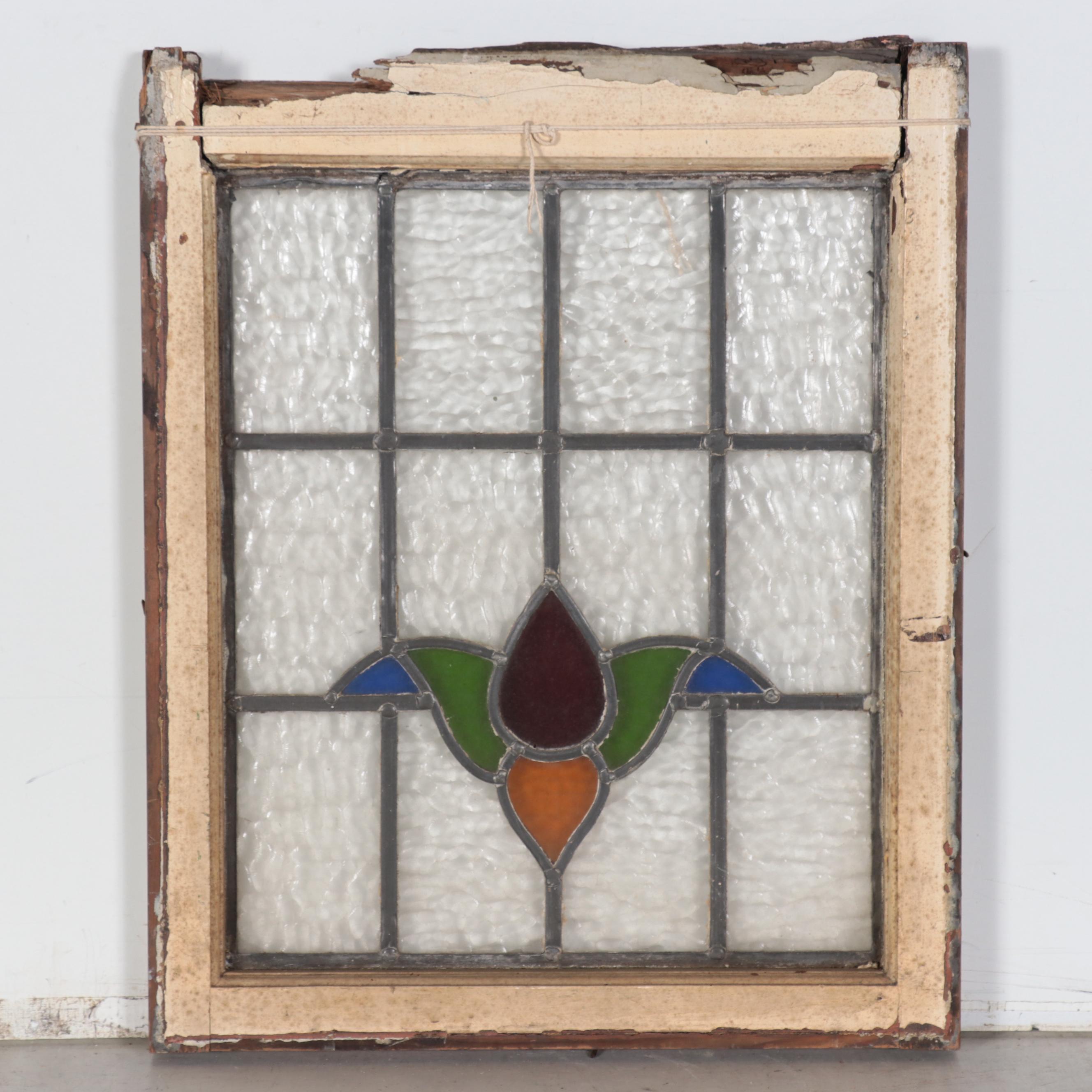 Floral Stained Glass Window Pane
