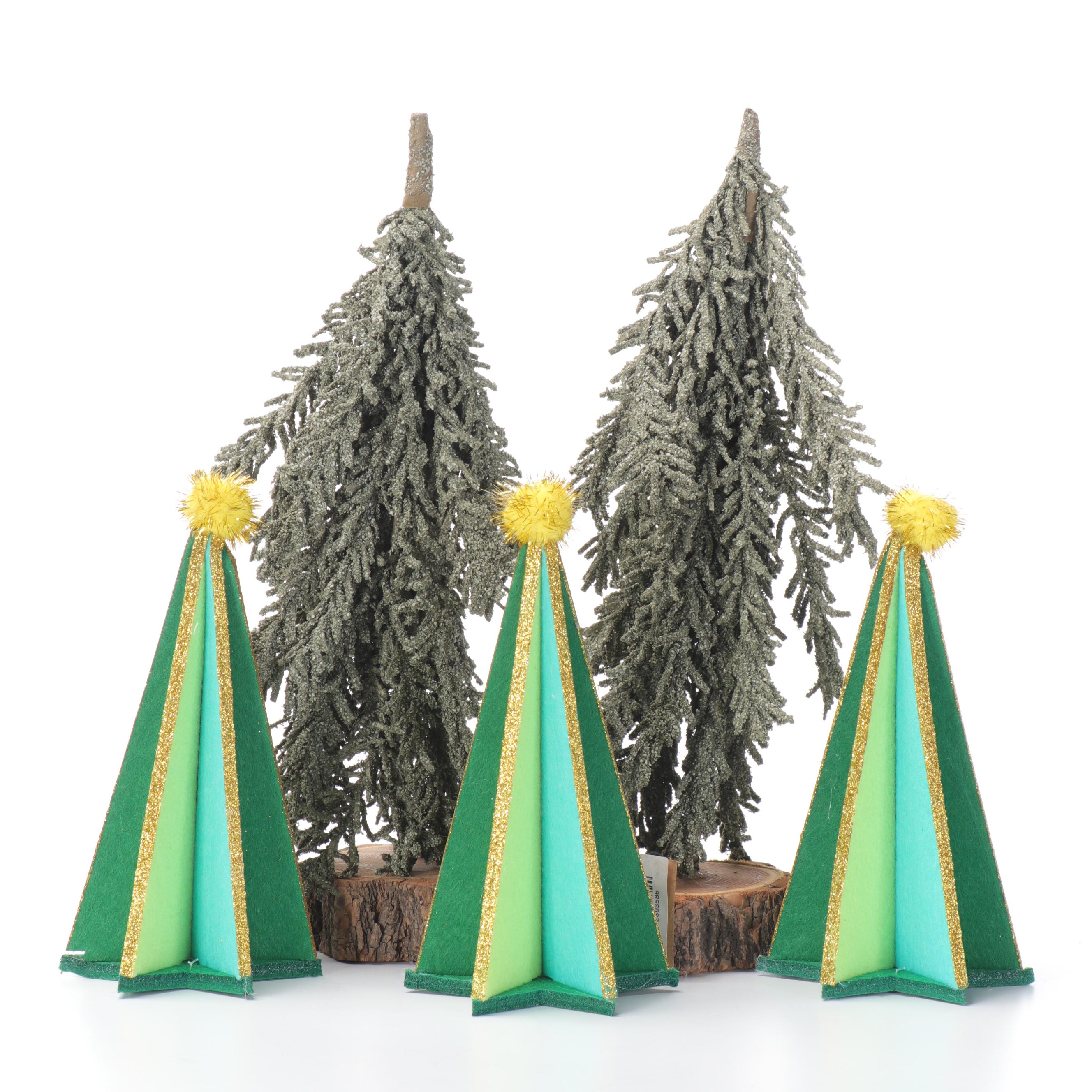 Artificial Table Top Trees with Other Christmas Décor