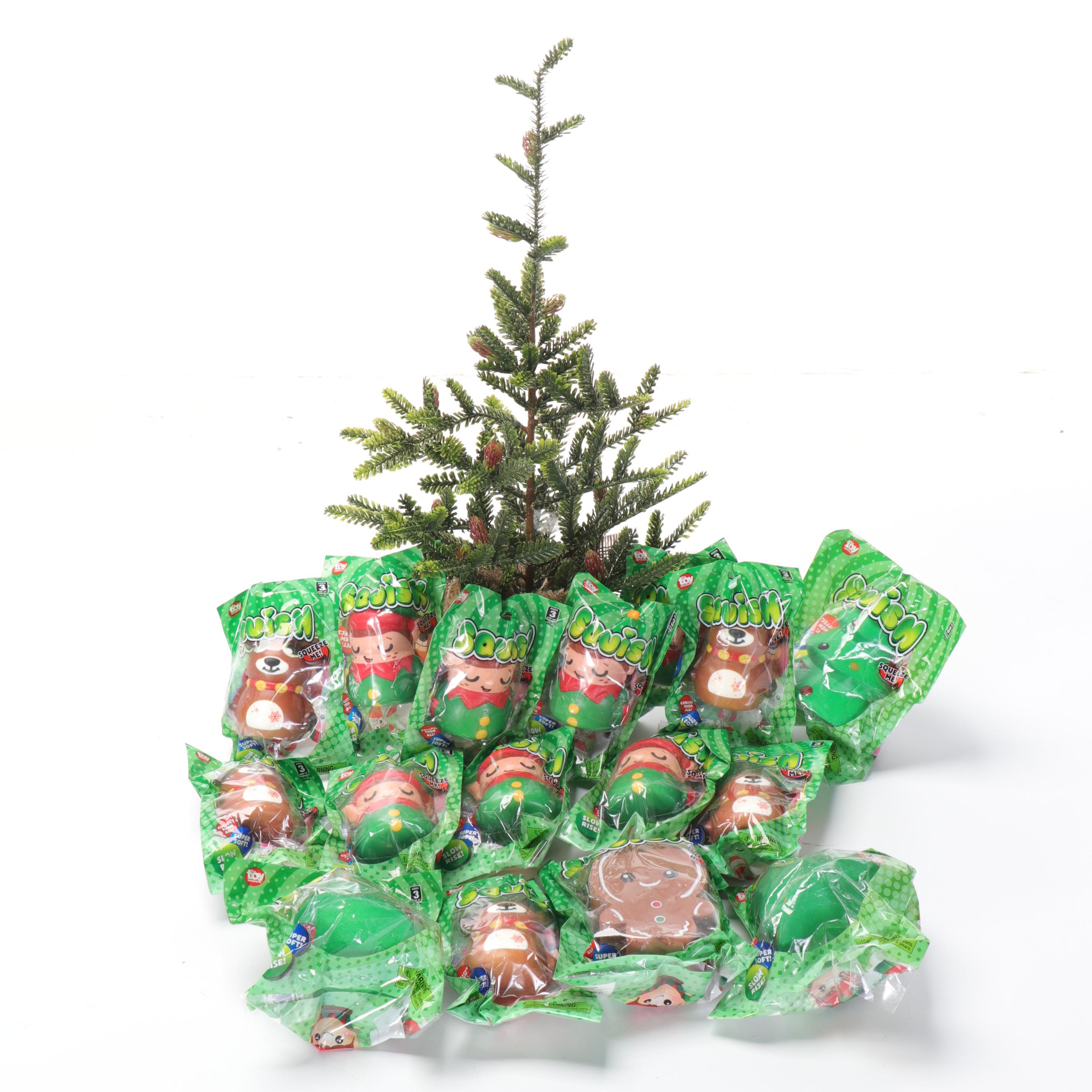 Artificial Table Top Trees with Other Christmas Décor