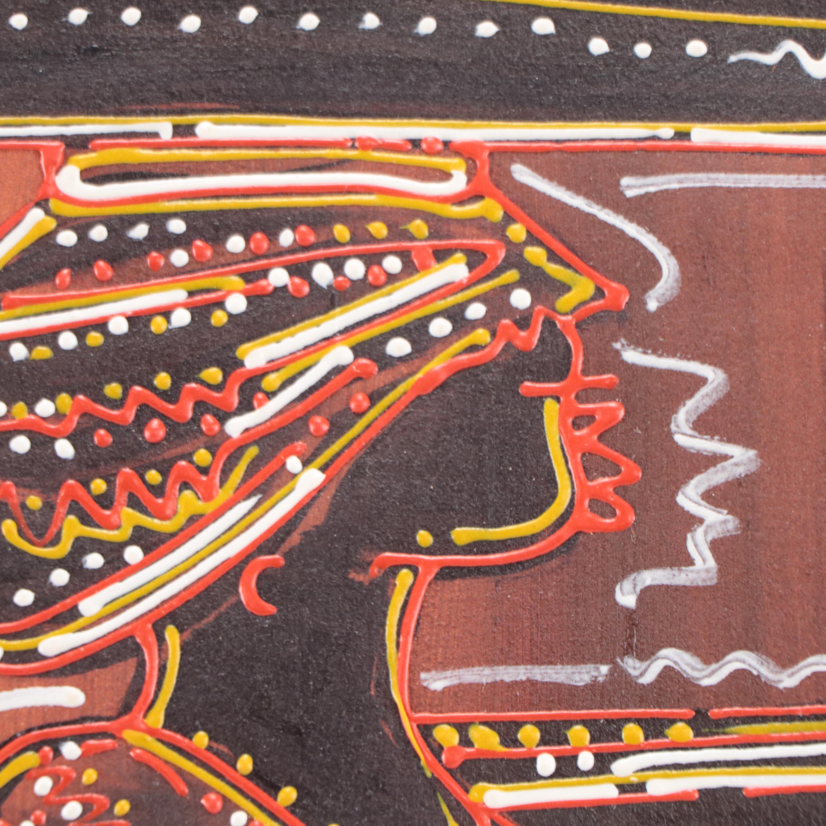 Bayo Ogundele Figural Mixed Media Painting "Marketers," 2022