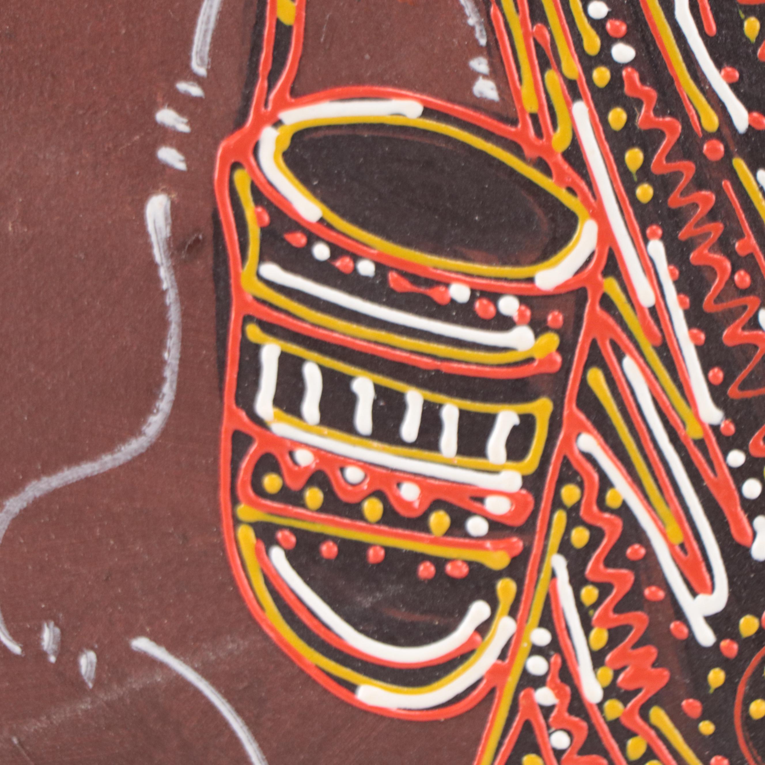 Bayo Ogundele Figural Mixed Media Painting "Marketers," 2022