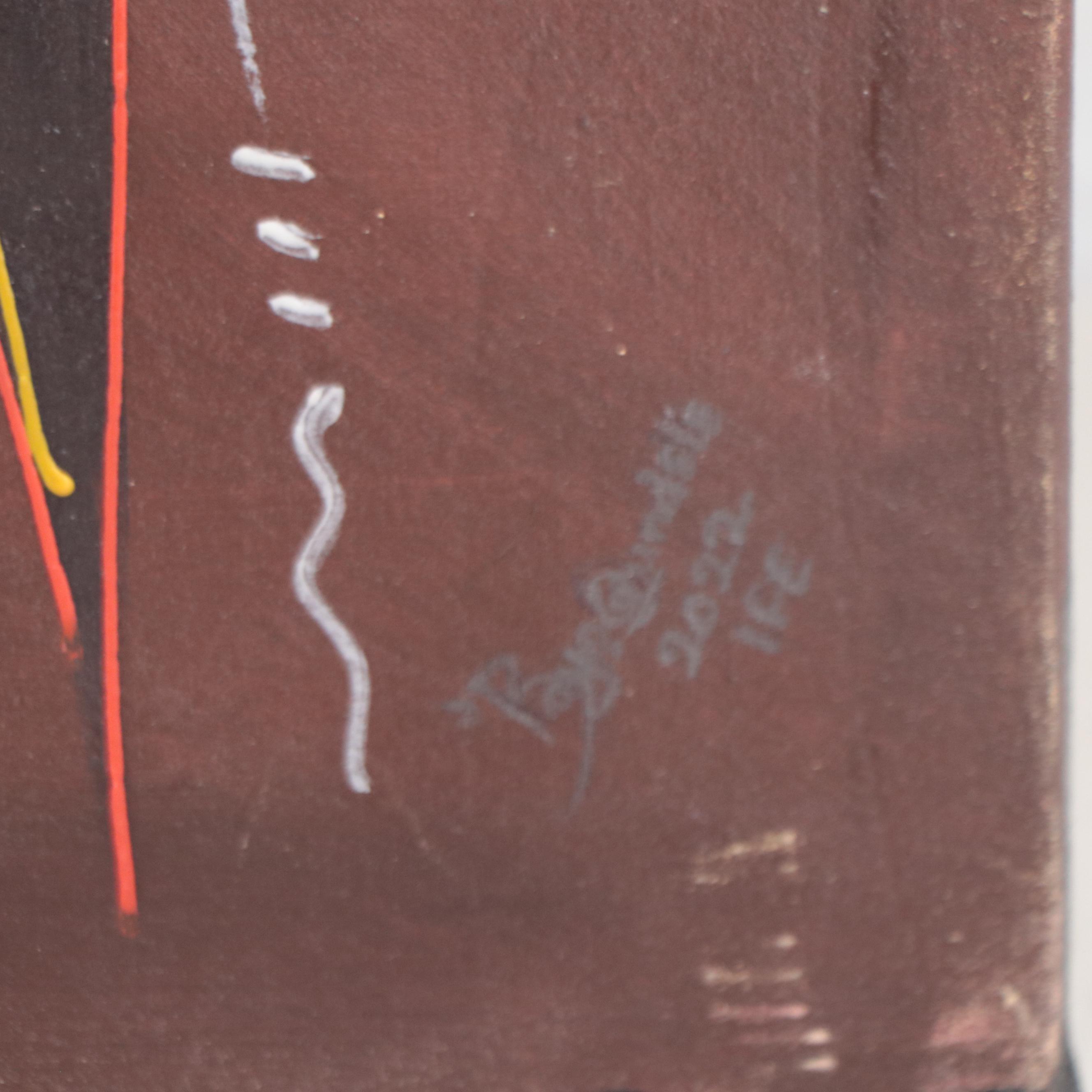 Bayo Ogundele Figural Mixed Media Painting "Marketers," 2022