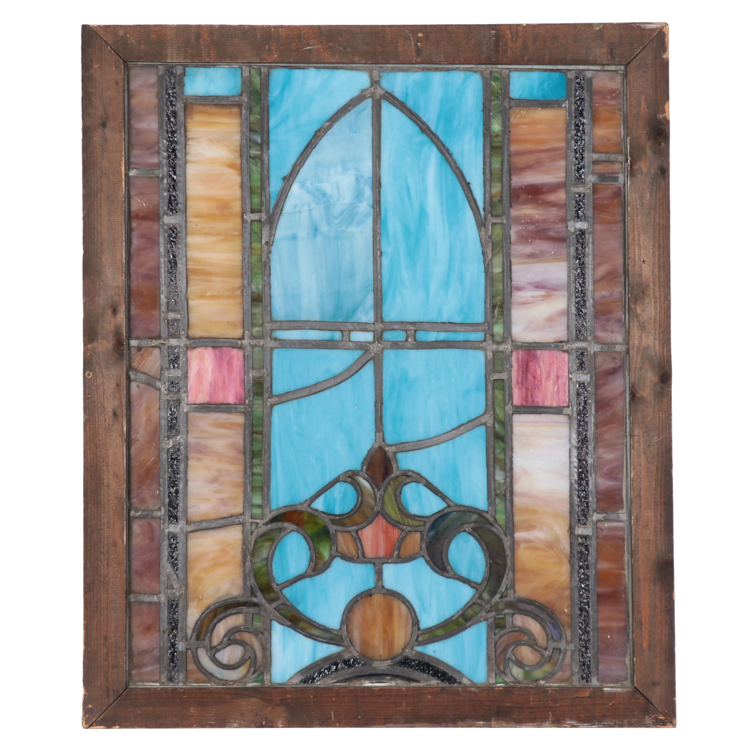 Art Nouveau Style Stained Glass Panel