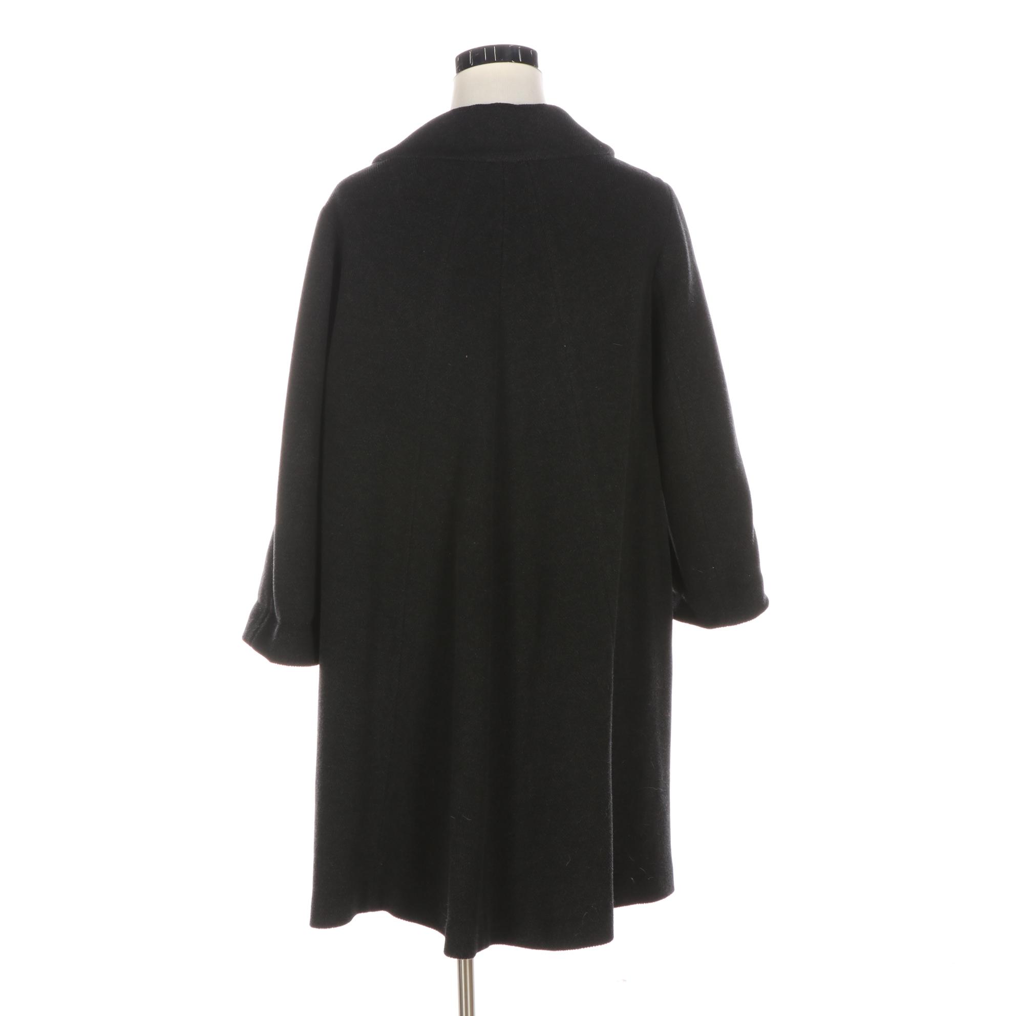 Prada Swing Coat in Charcoal Wool Herringbone