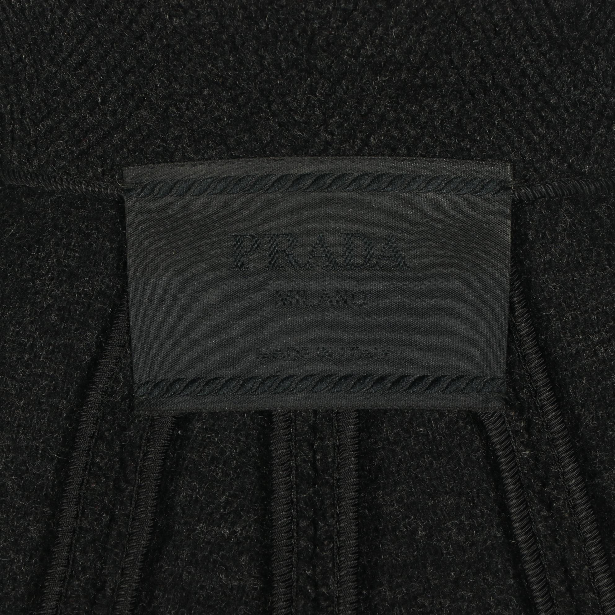 Prada Swing Coat in Charcoal Wool Herringbone