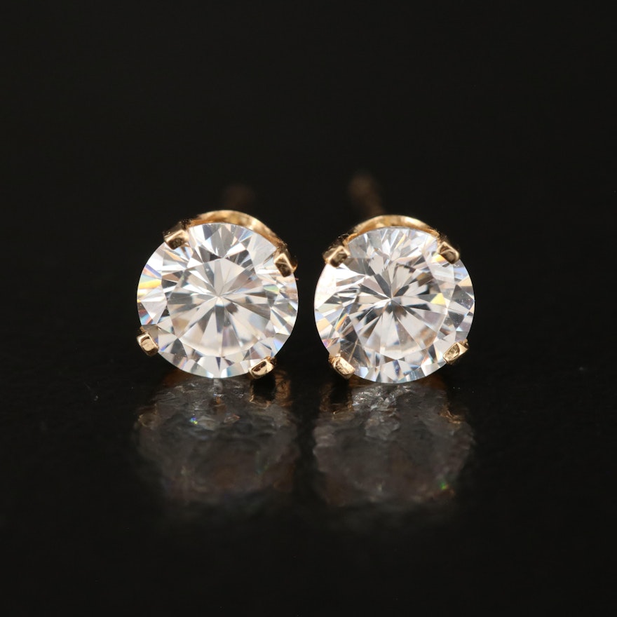 14K Cubic Zirconia Stud Earrings