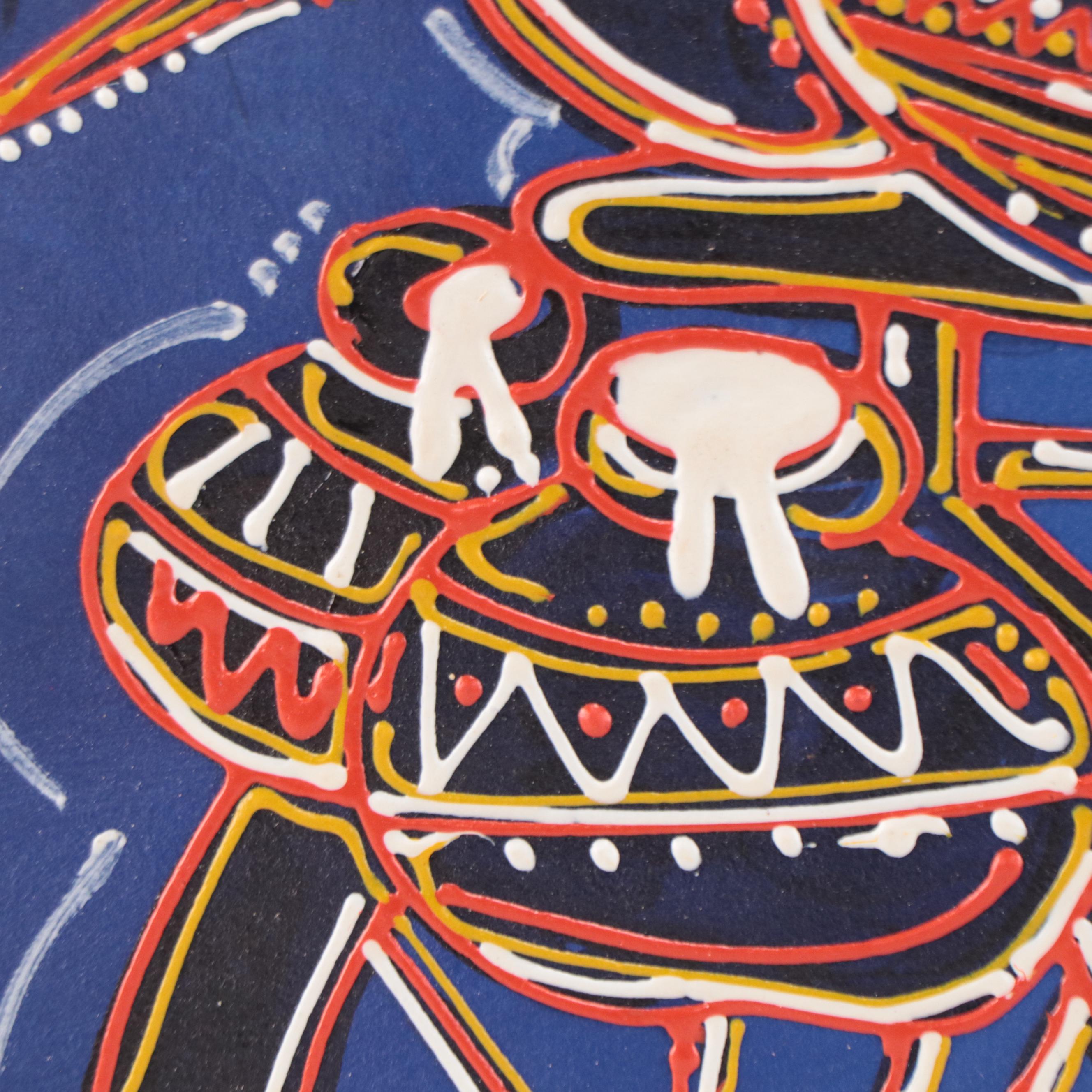 Bayo Ogundele Mixed Media Painting "Keke Elemu," 21st Century