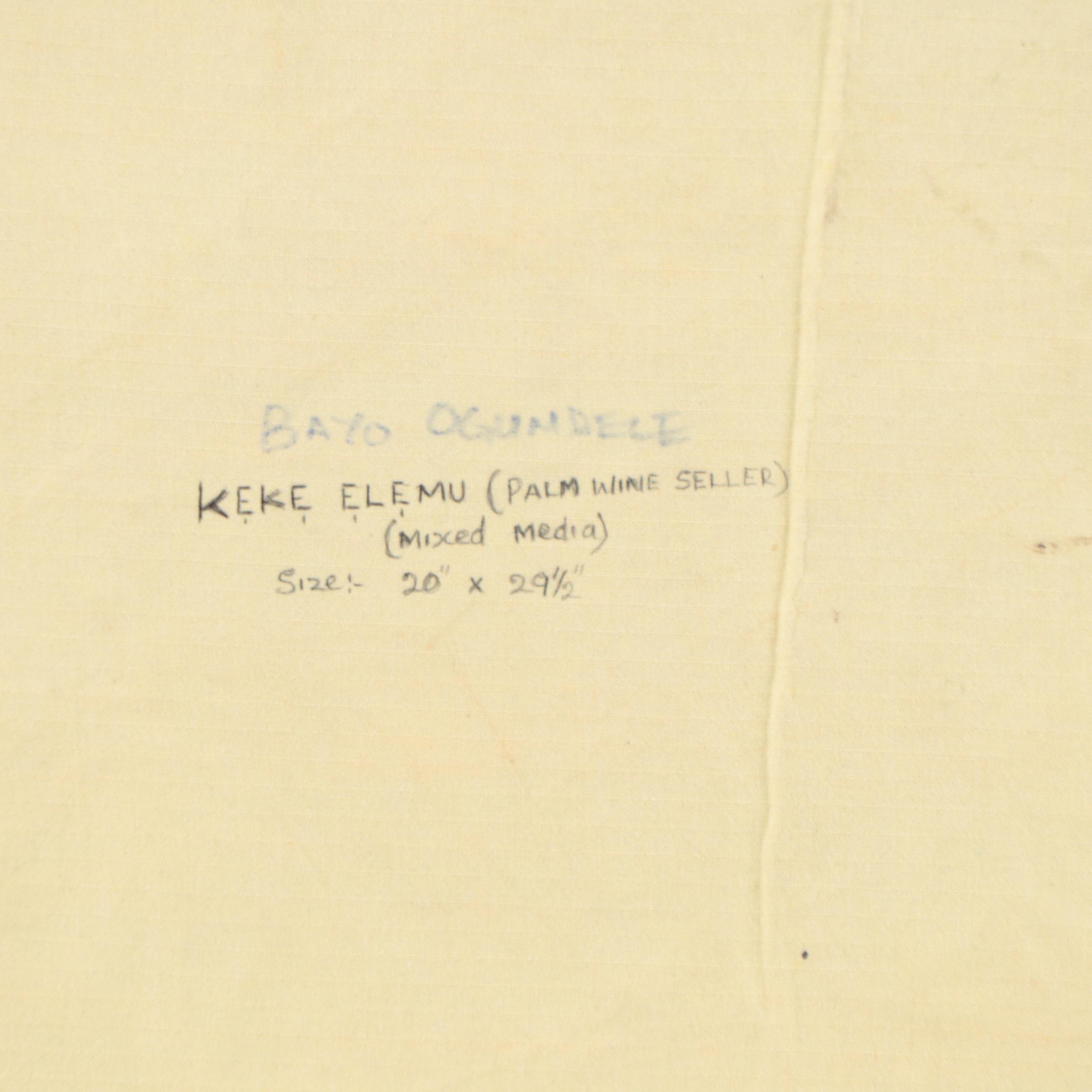 Bayo Ogundele Mixed Media Painting "Keke Elemu," 21st Century