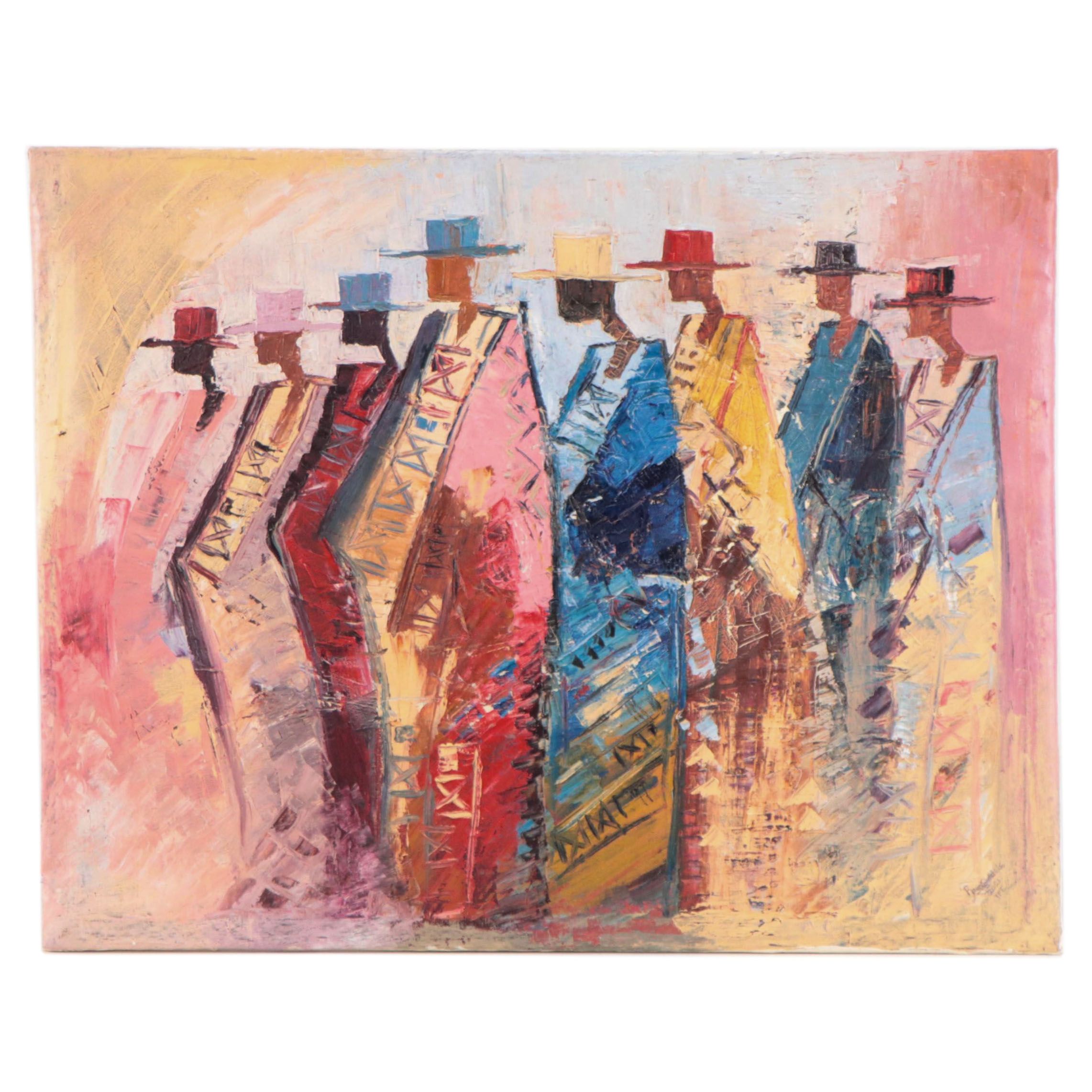 Bayo Ogundele Oil Painting "Elders," 2021