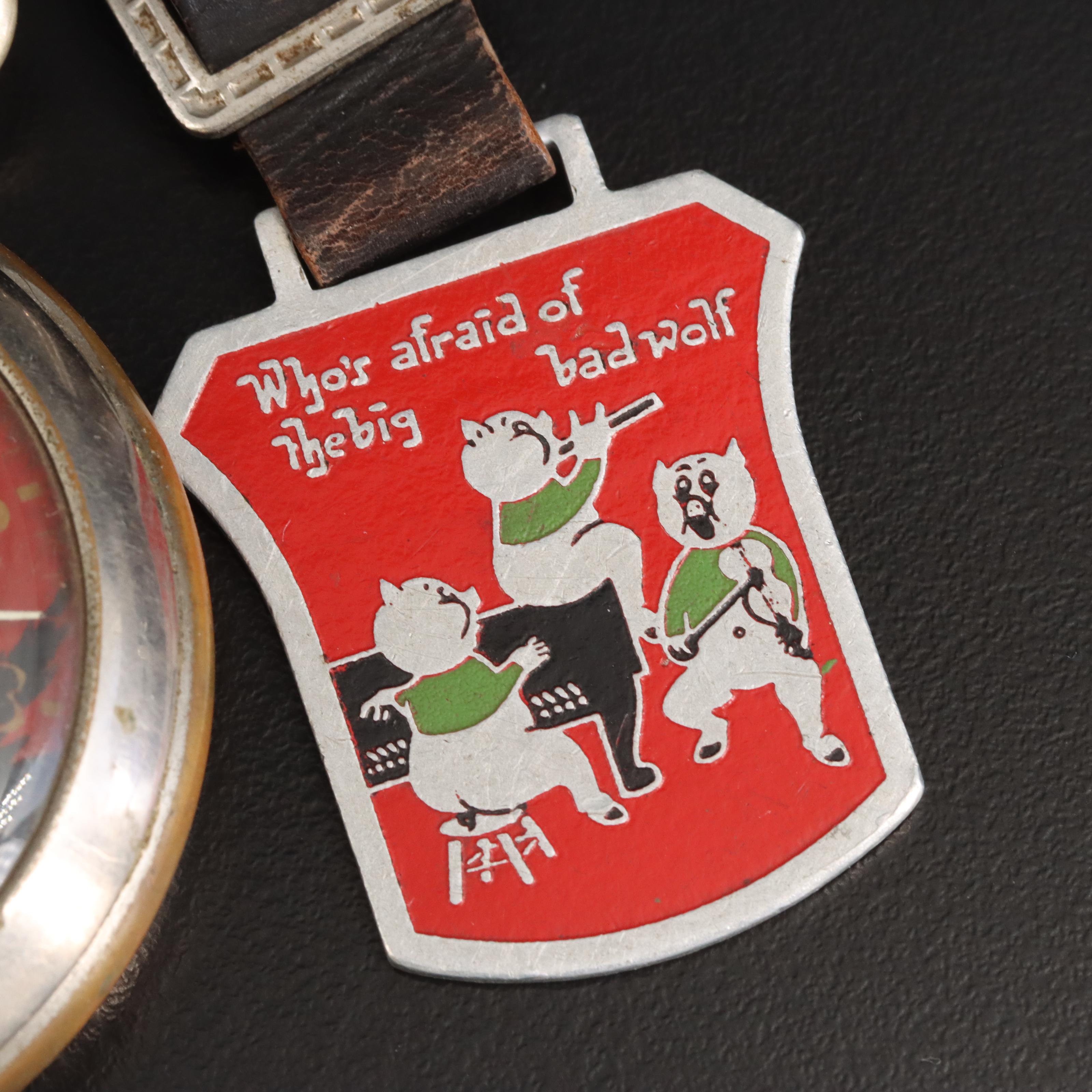 Disney's Big Bad Wolf Pocket Watch and Fob by Ingersol, 1936