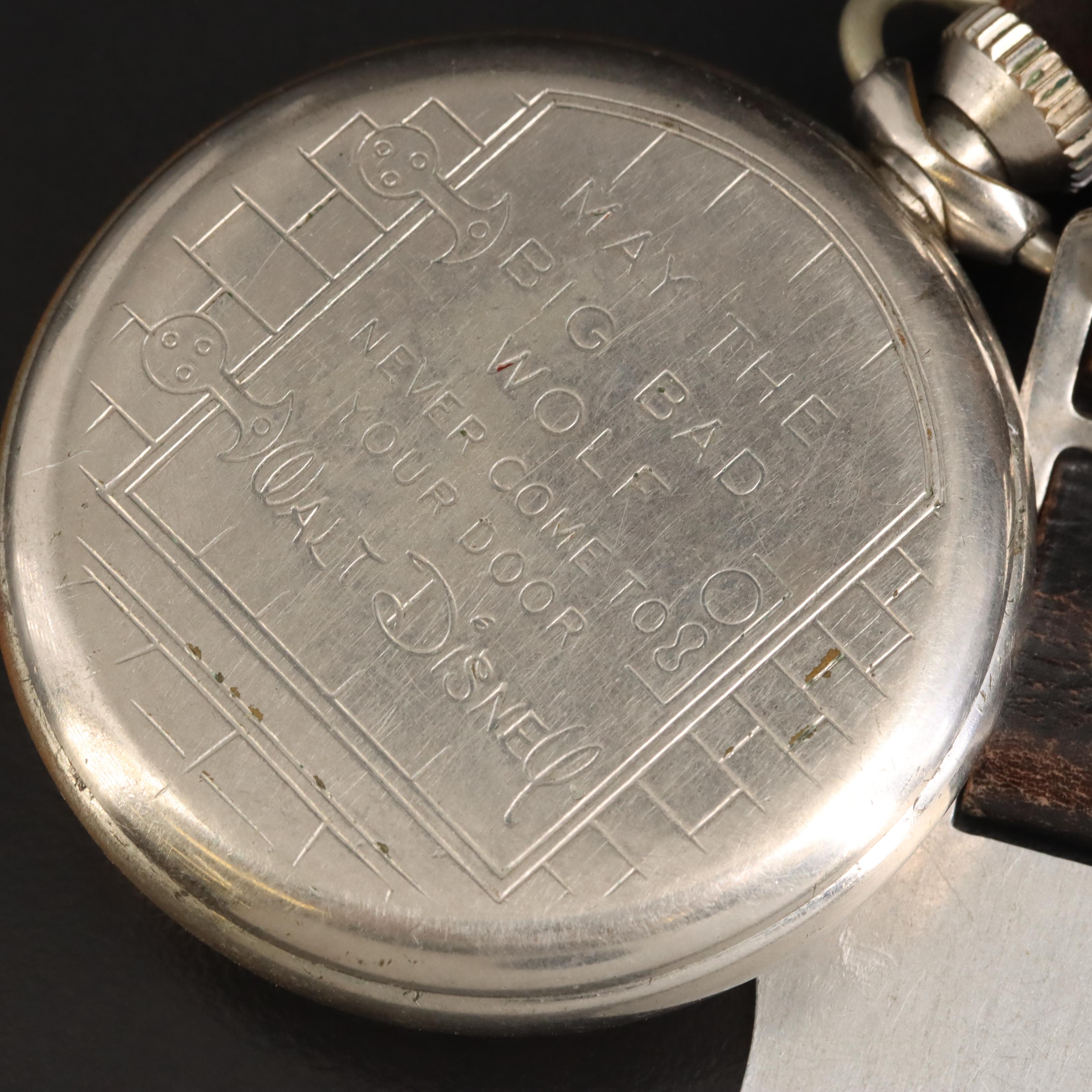Disney's Big Bad Wolf Pocket Watch and Fob by Ingersol, 1936