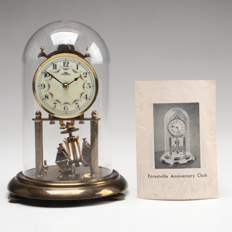 Forestville Clock Co. Brass Anniversary Clock