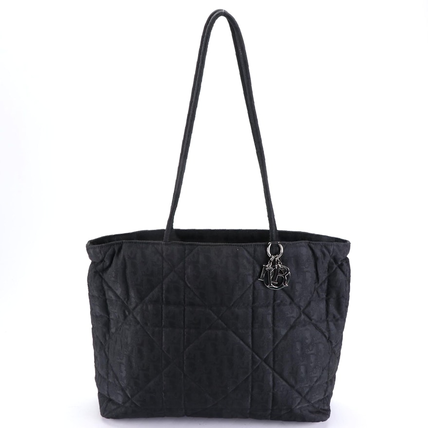 Christian Dior Tote in Black Dior Oblique Jacquard Canvas and Leather