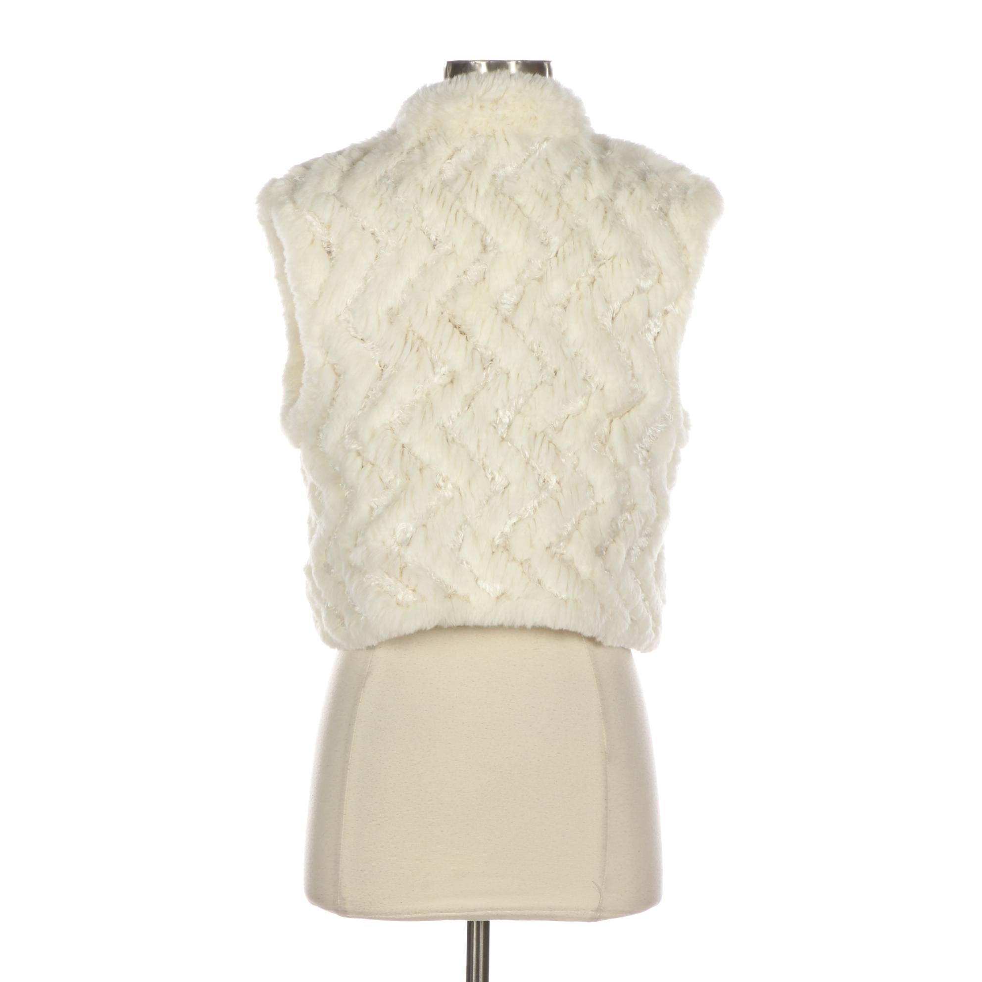 Woven White Rabbit Fur Vest from Mitchie's Matchings
