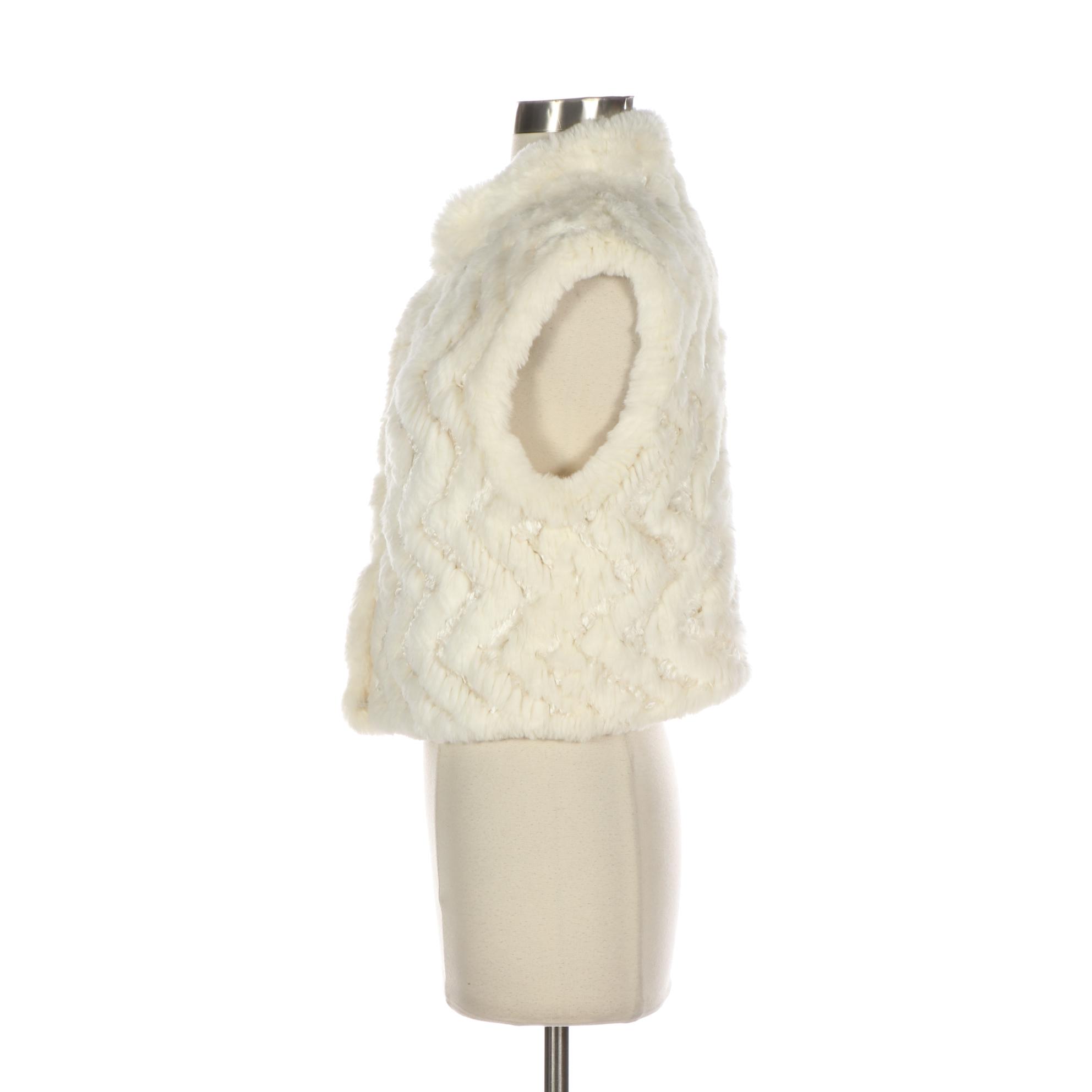 Woven White Rabbit Fur Vest from Mitchie's Matchings