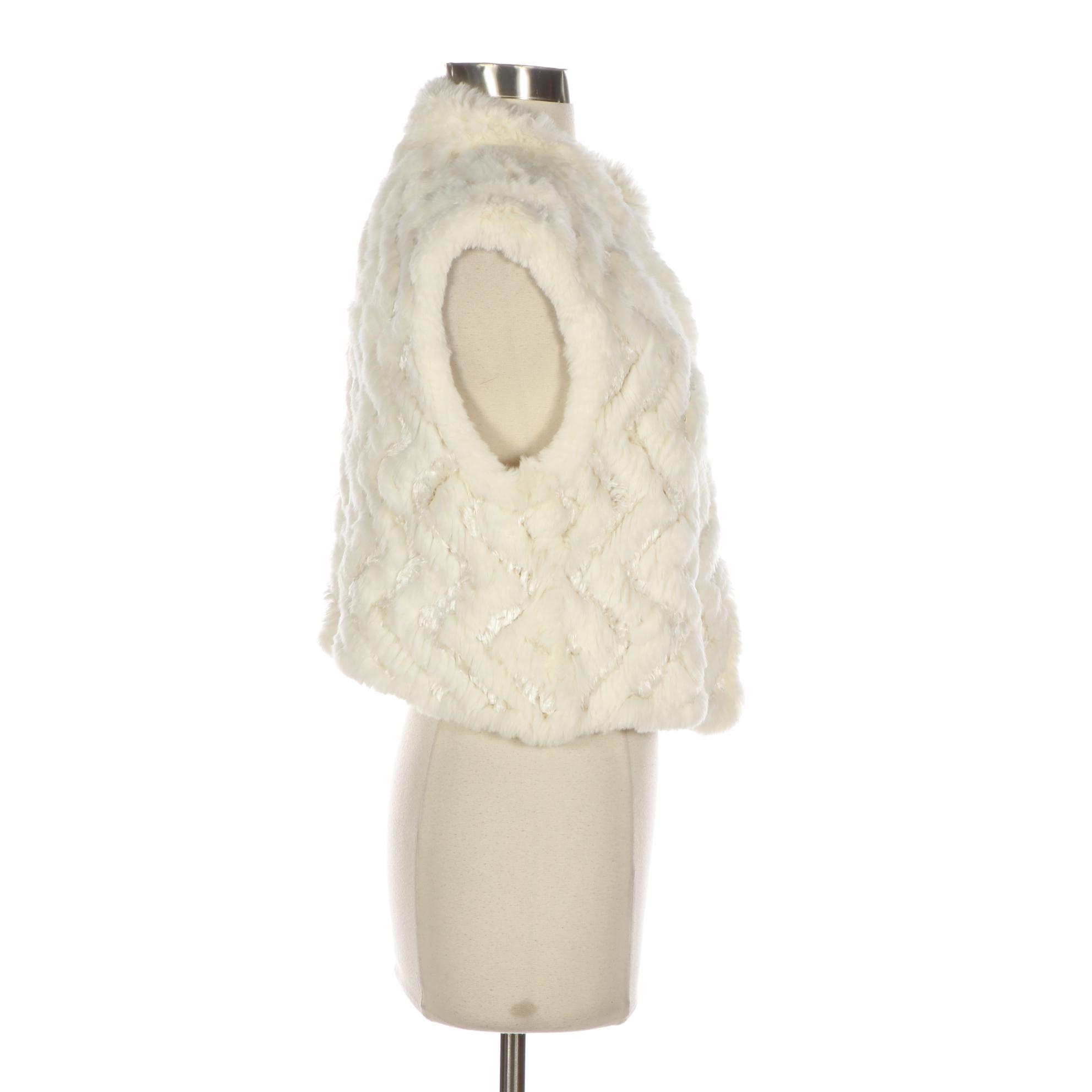 Woven White Rabbit Fur Vest from Mitchie's Matchings